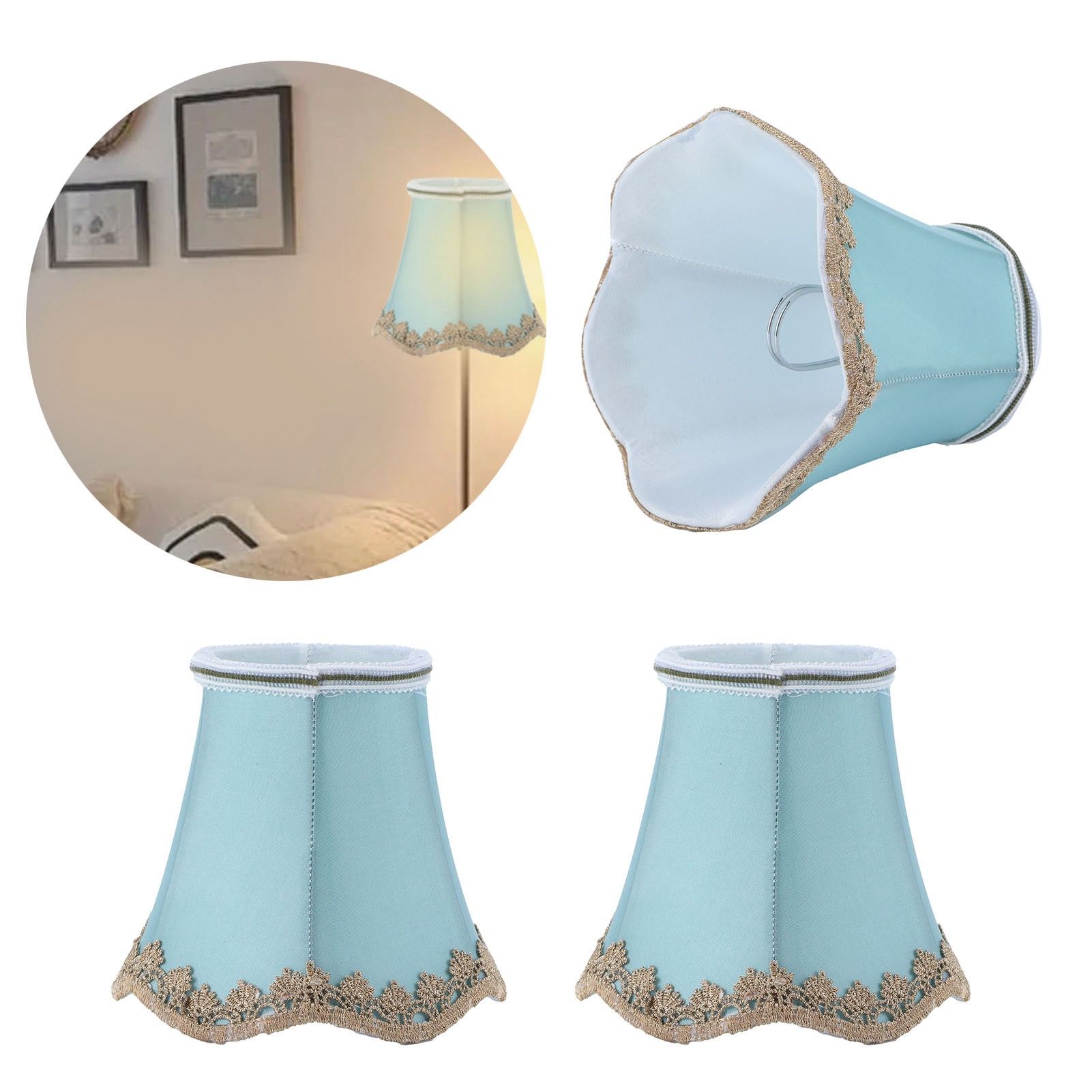 3Pcs Fabric Lampshade ClipType Modern European Style E14 Lamp Cover for Home view 12