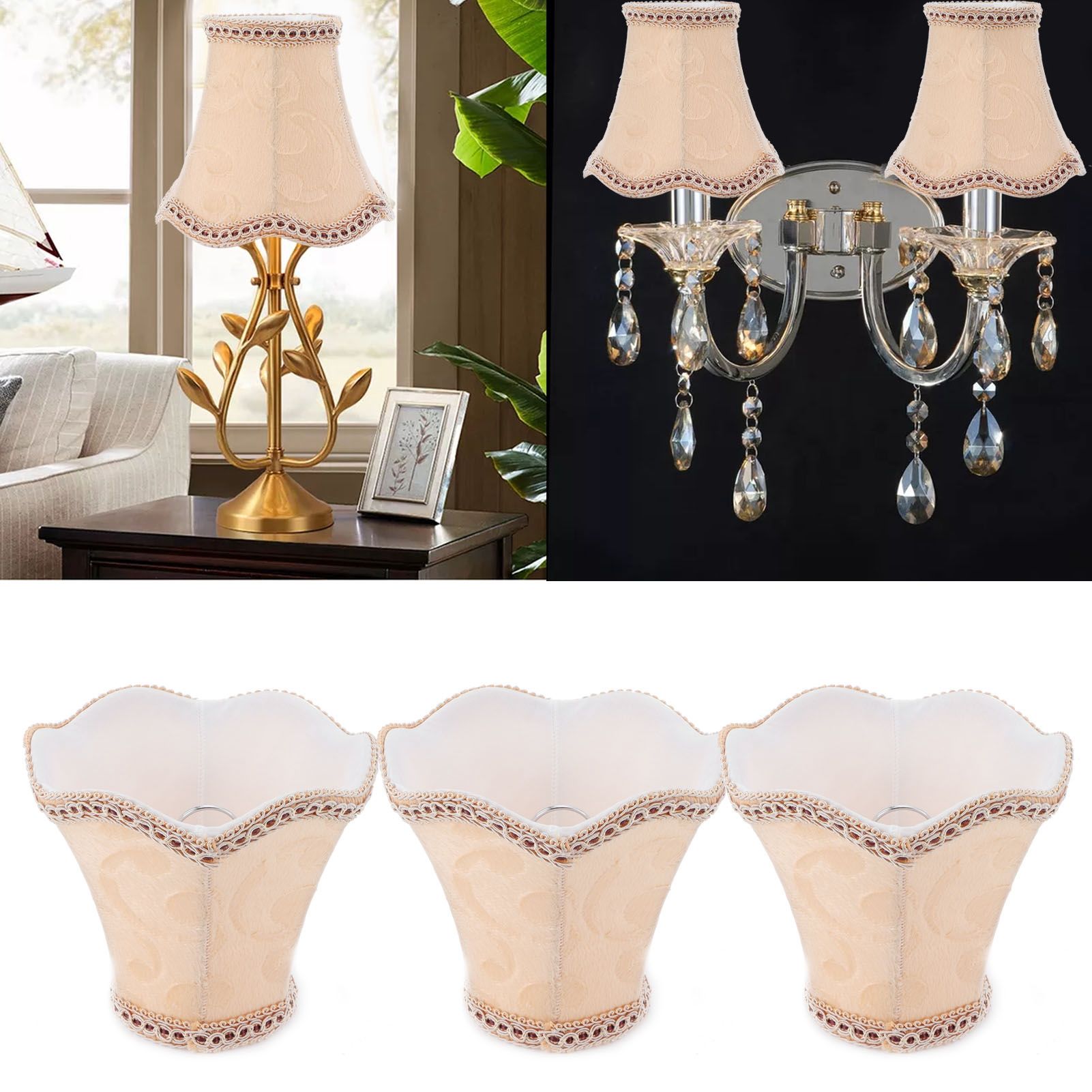 3Pcs Chandelier Lamp Shade Modern E14 ClipOn Fabric Lampshade for Hotels KTV view 12