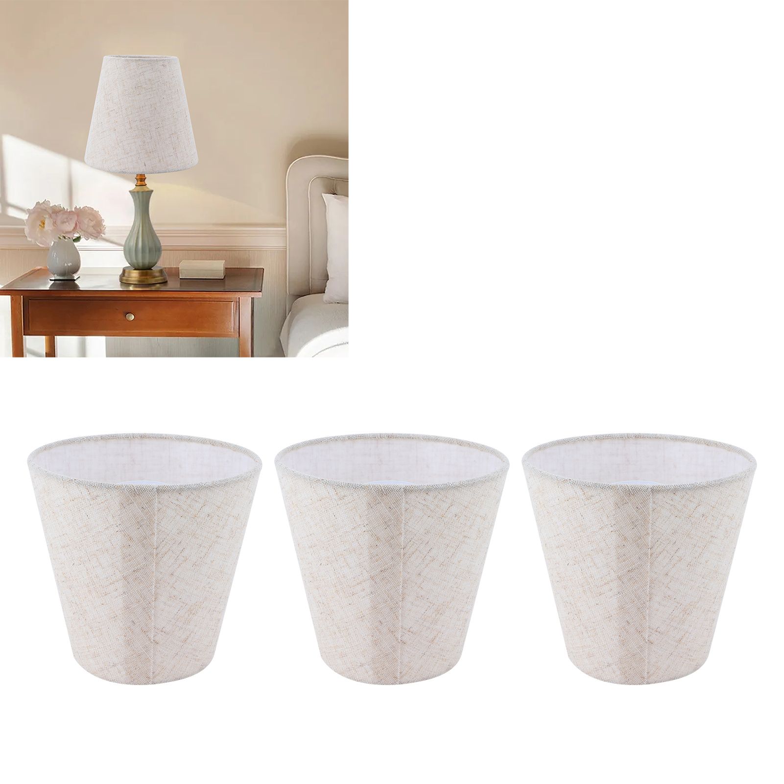3PCS Linen Cloth Lamp Shade E14 Meson Lampshade for Candle Chandelier Hotel view 12