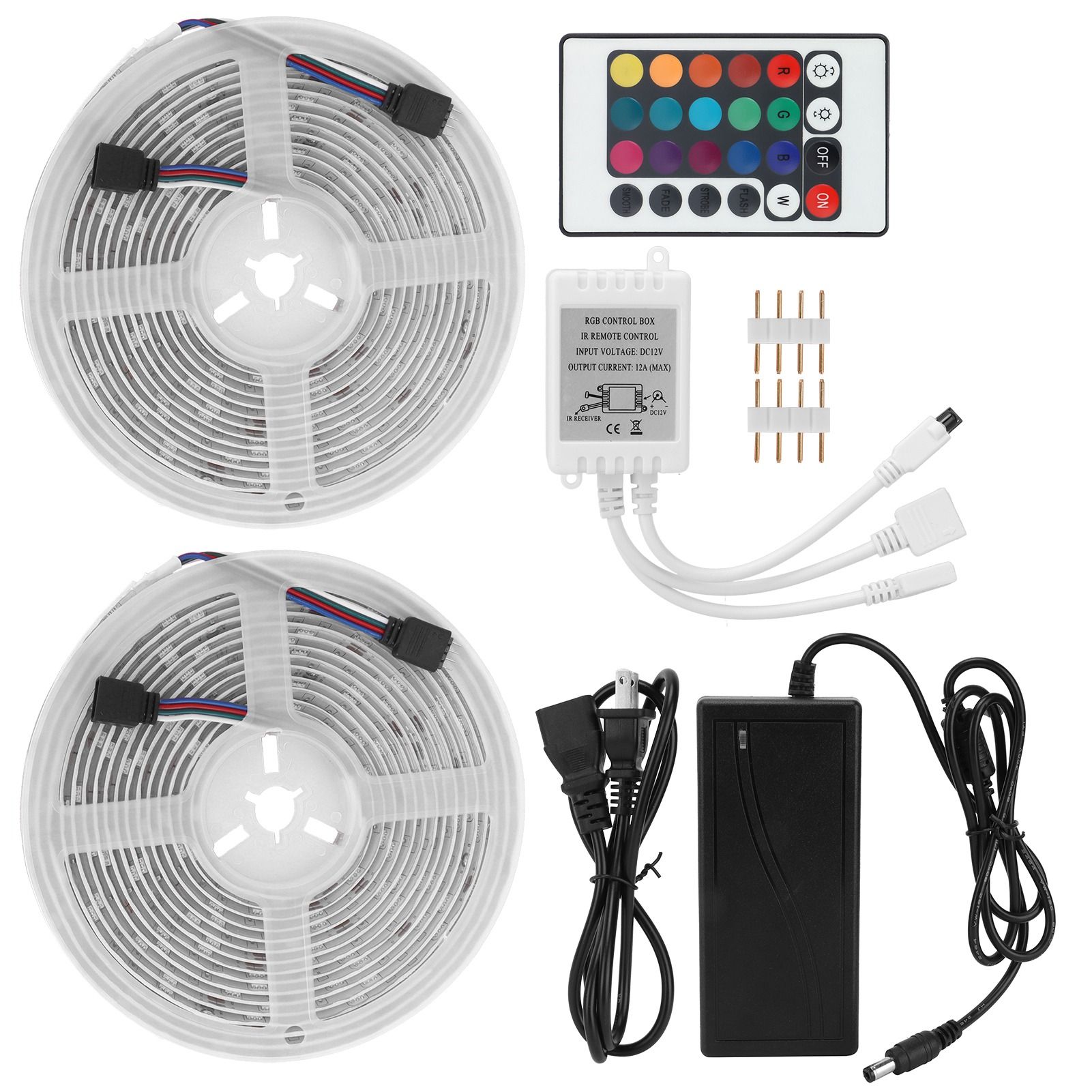 5050 300LED RGB Strip Lights IP65 12V Dimmable Color Changing Lamp Remote Control view 2