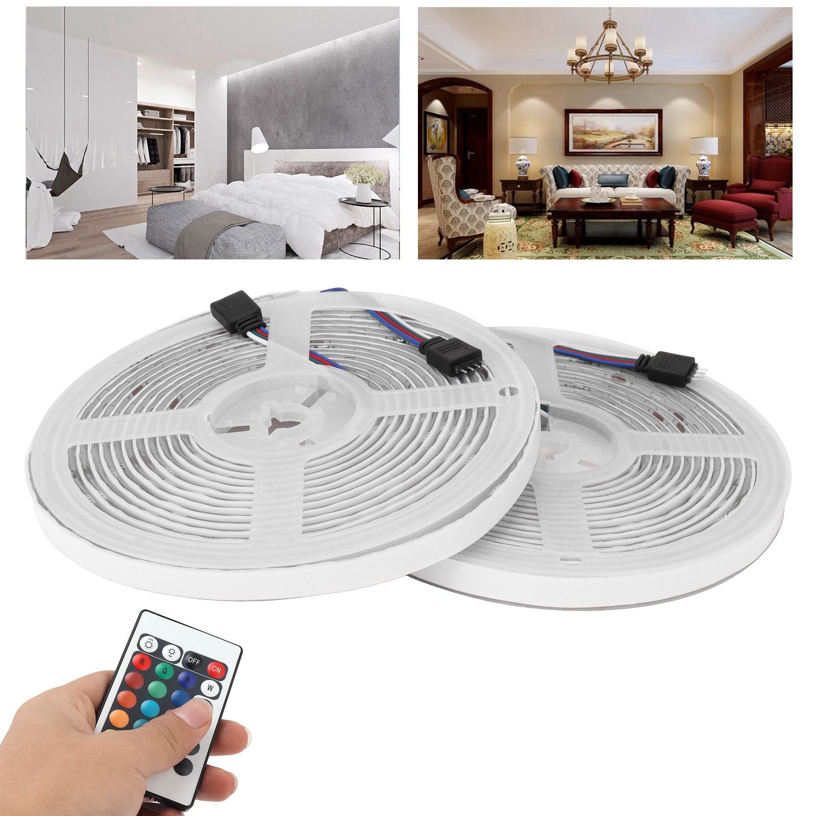 5050 300LED RGB Strip Lights IP65 12V Dimmable Color Changing Lamp Remote Control view 12