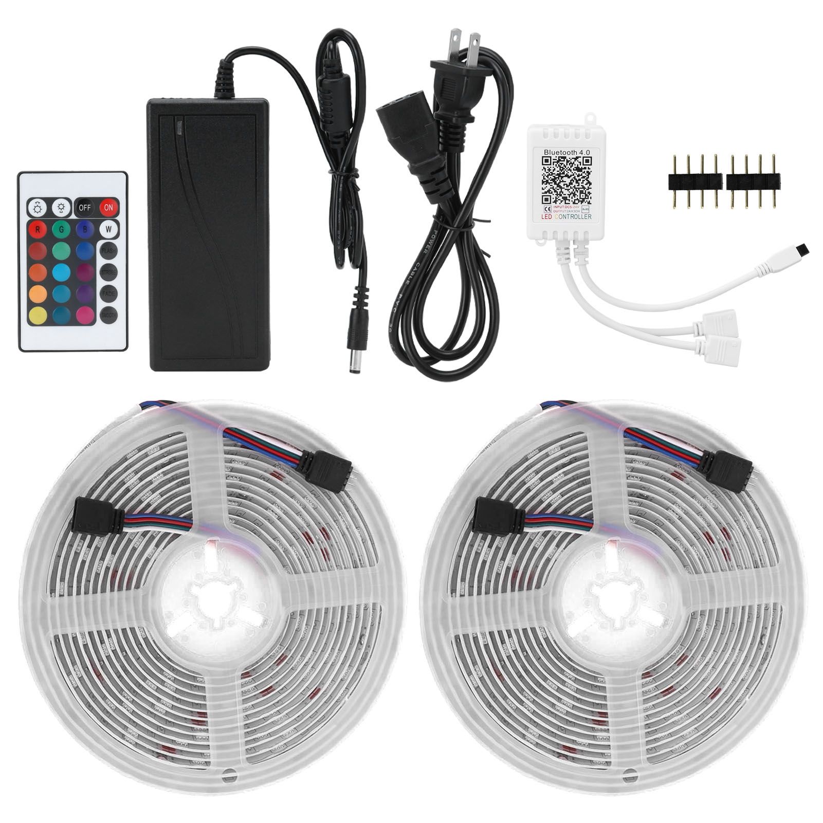 300LED SMD5050 Light Strip 12V IP65 RGB Colorful Lighting with 24‑Key Remote view 2