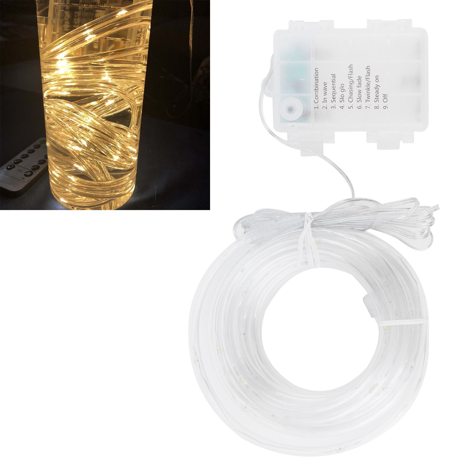 Rope Lights Outdoor Warm White Light Waterproof 50LEDs 8 Modes Copper Wire view 11