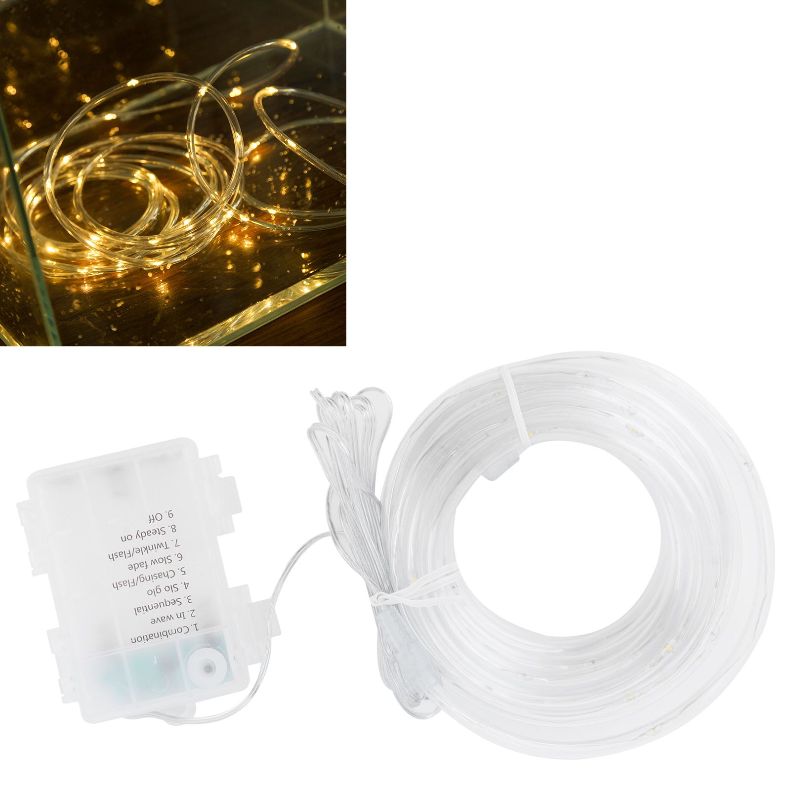 Rope Lights Outdoor Warm White Light Waterproof 50LEDs 8 Modes Copper Wire view 12