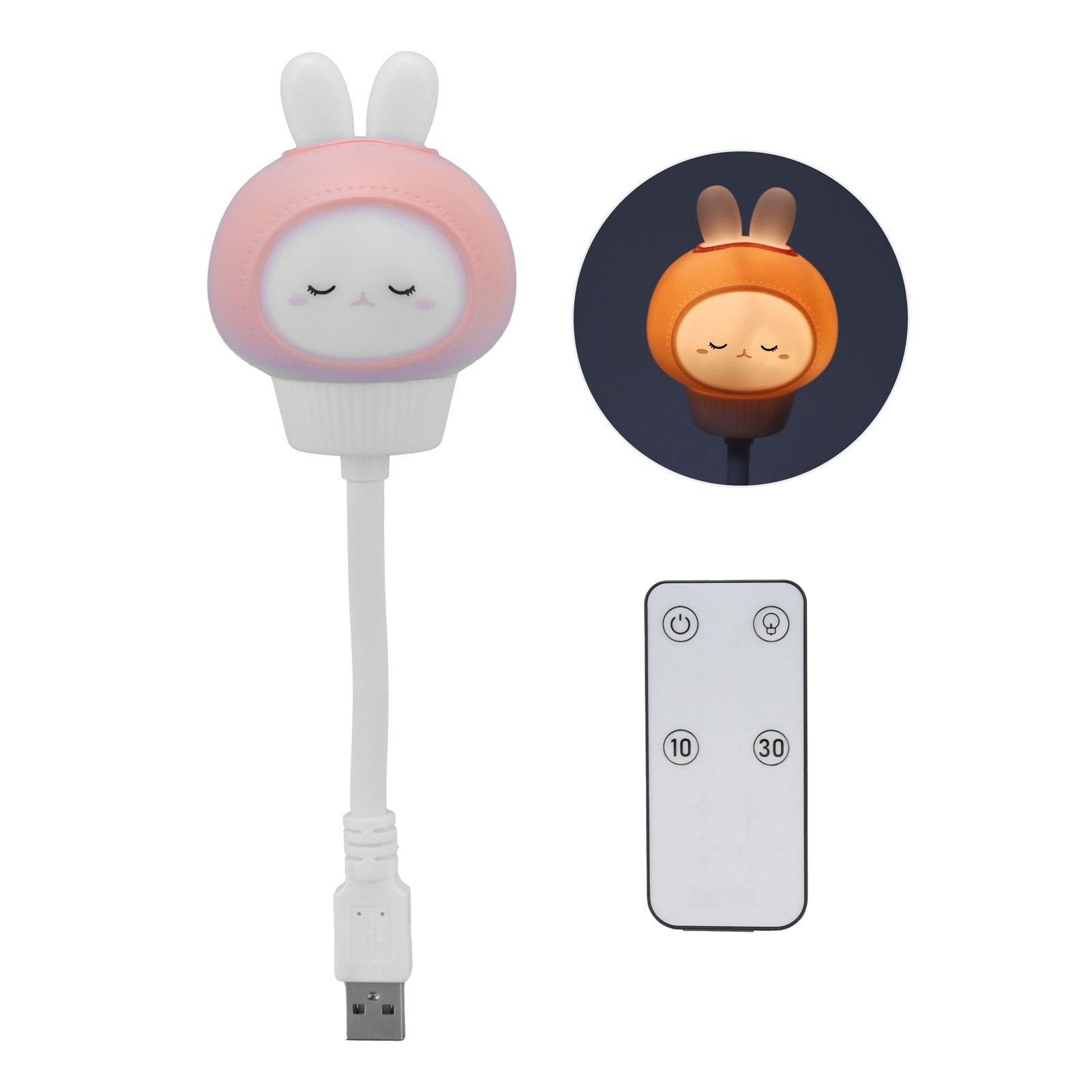 USB Cute Bunny Night Light Baby Remote Control Night Lamp for Room Decor view 2
