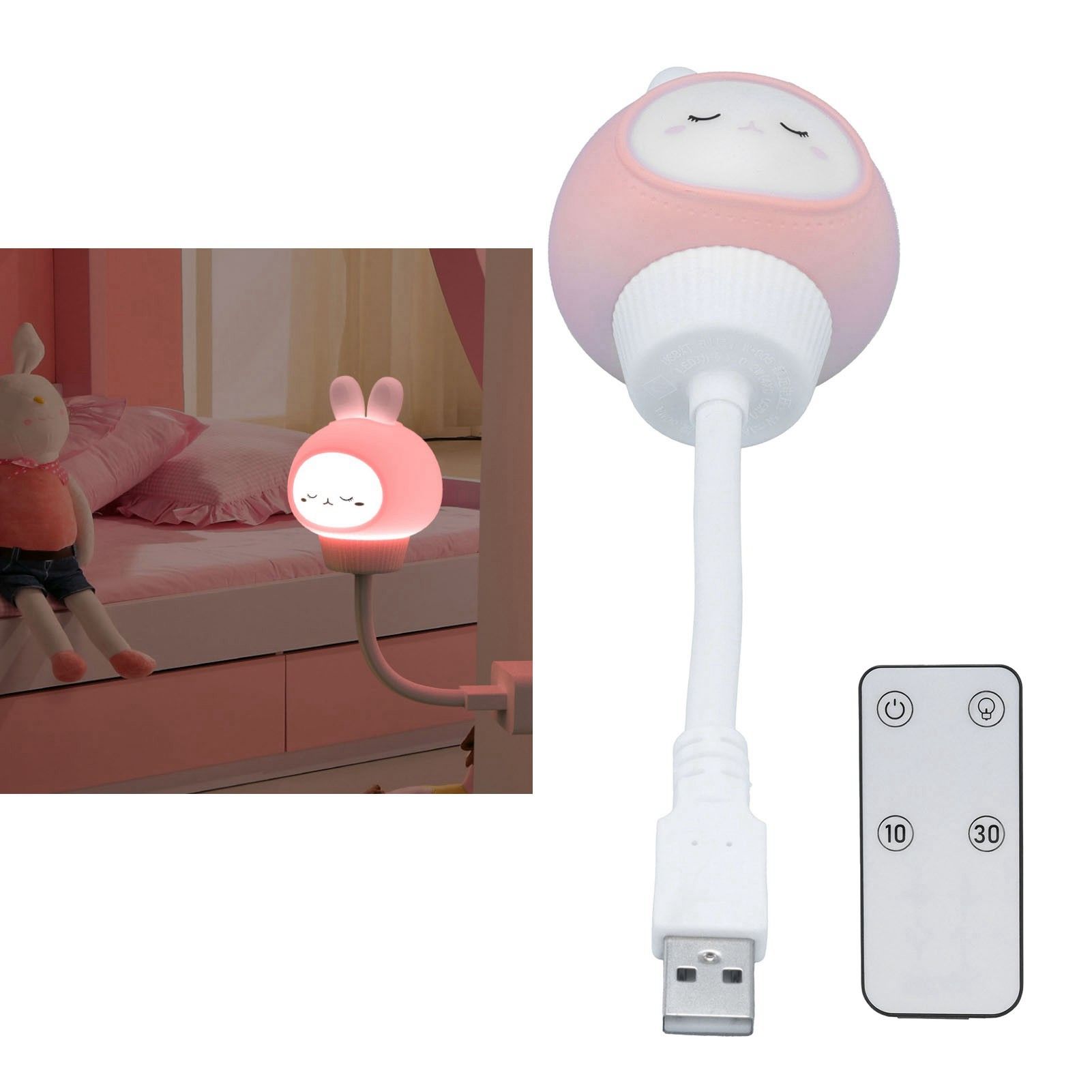 USB Cute Bunny Night Light Baby Remote Control Night Lamp for Room Decor view 11