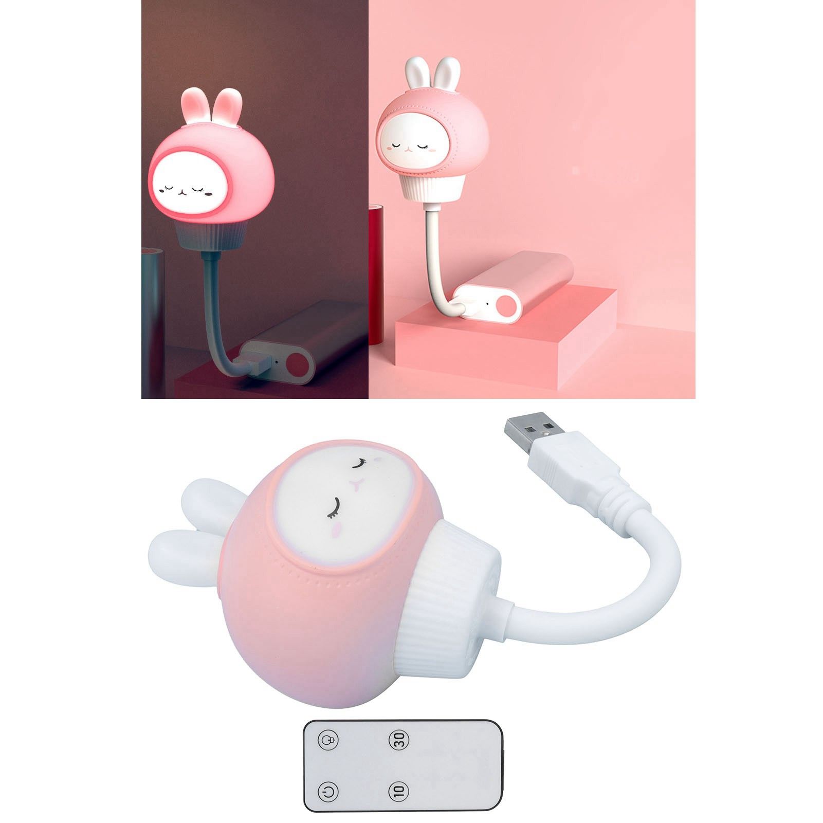 USB Cute Bunny Night Light Baby Remote Control Night Lamp for Room Decor view 12