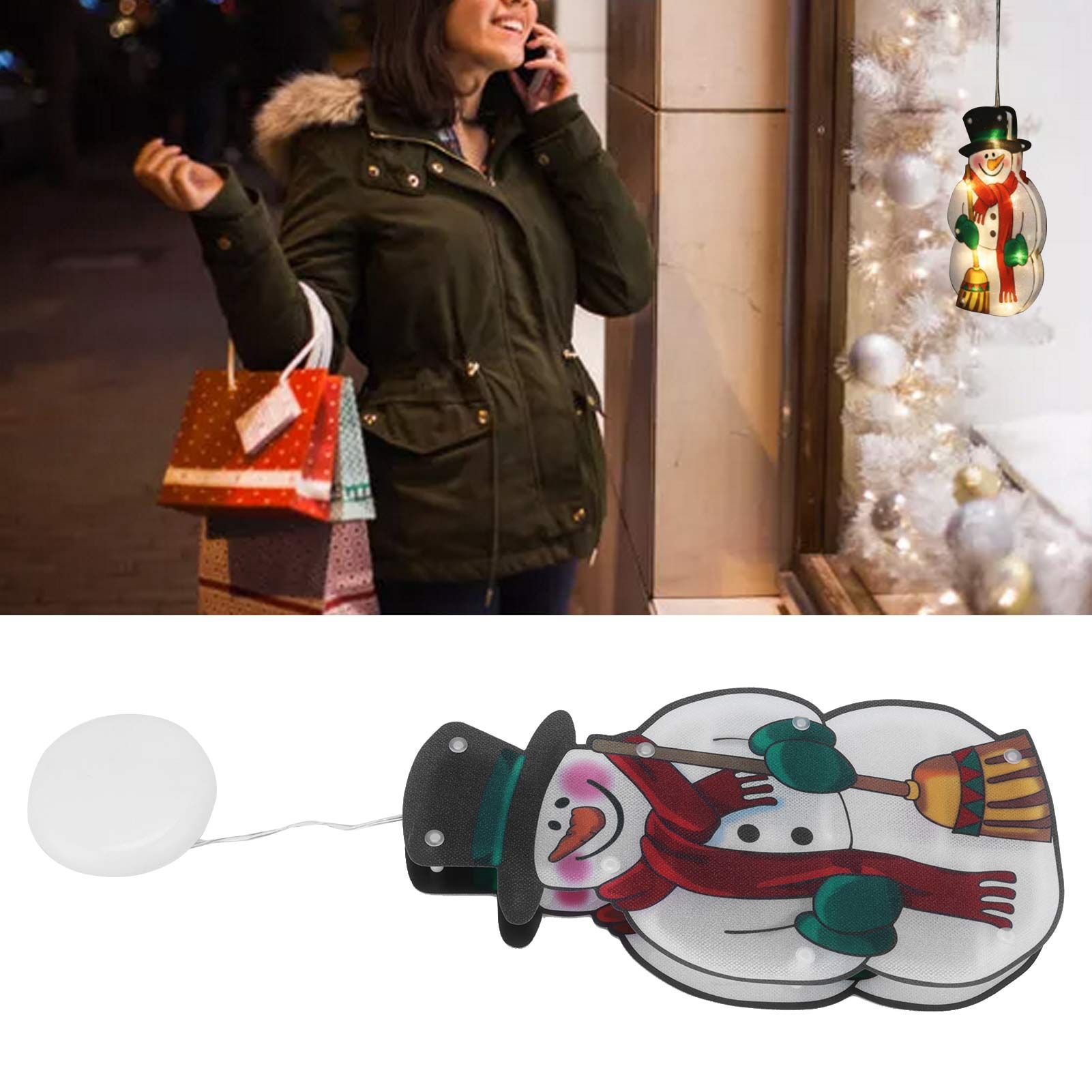 Christmas Lighted Decoration Snowman LED Window Hanging Lamp with Suction Cup view 12