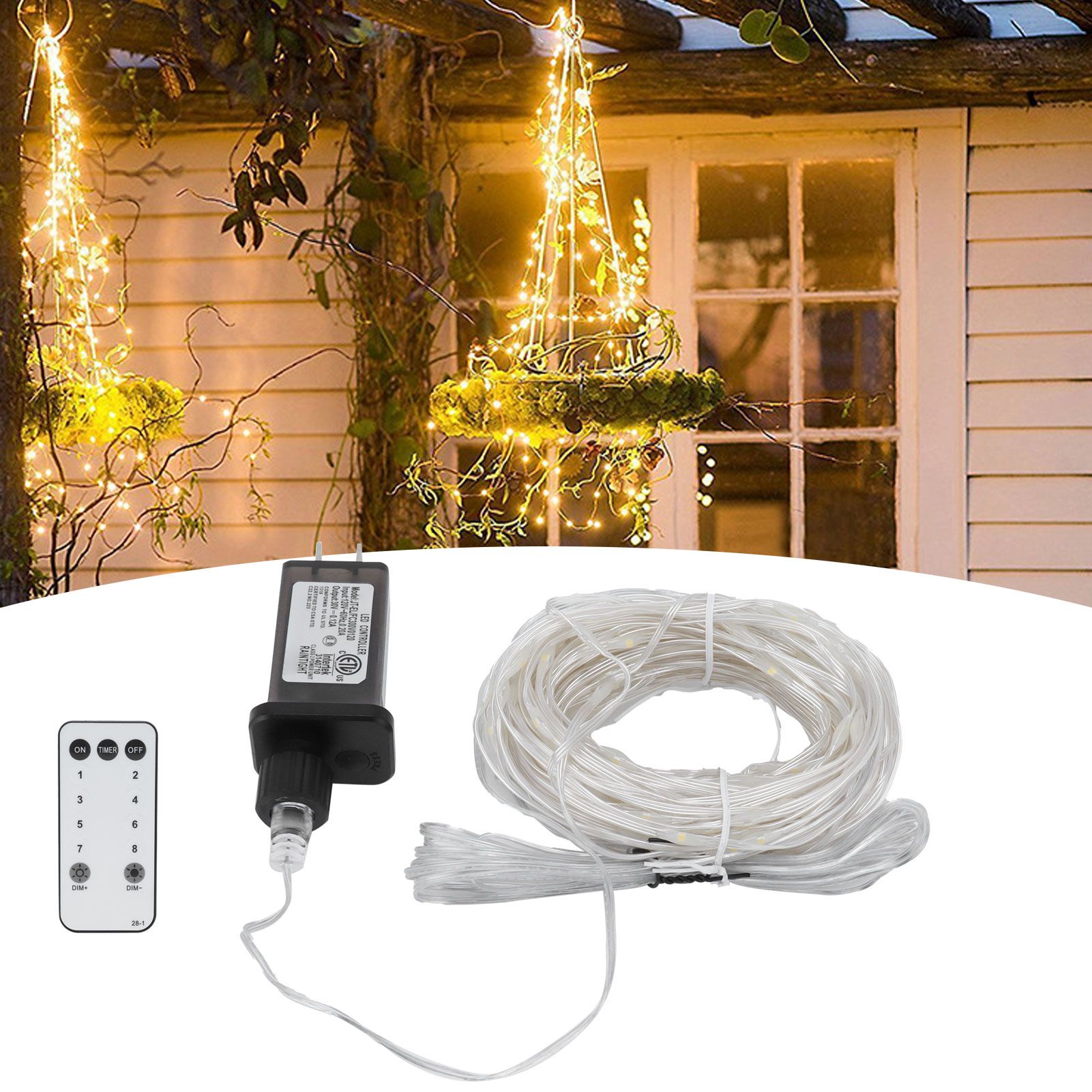 23M Clear PVC Wire Light 200LED String Light with Remote Control Outdoor Decor view 11