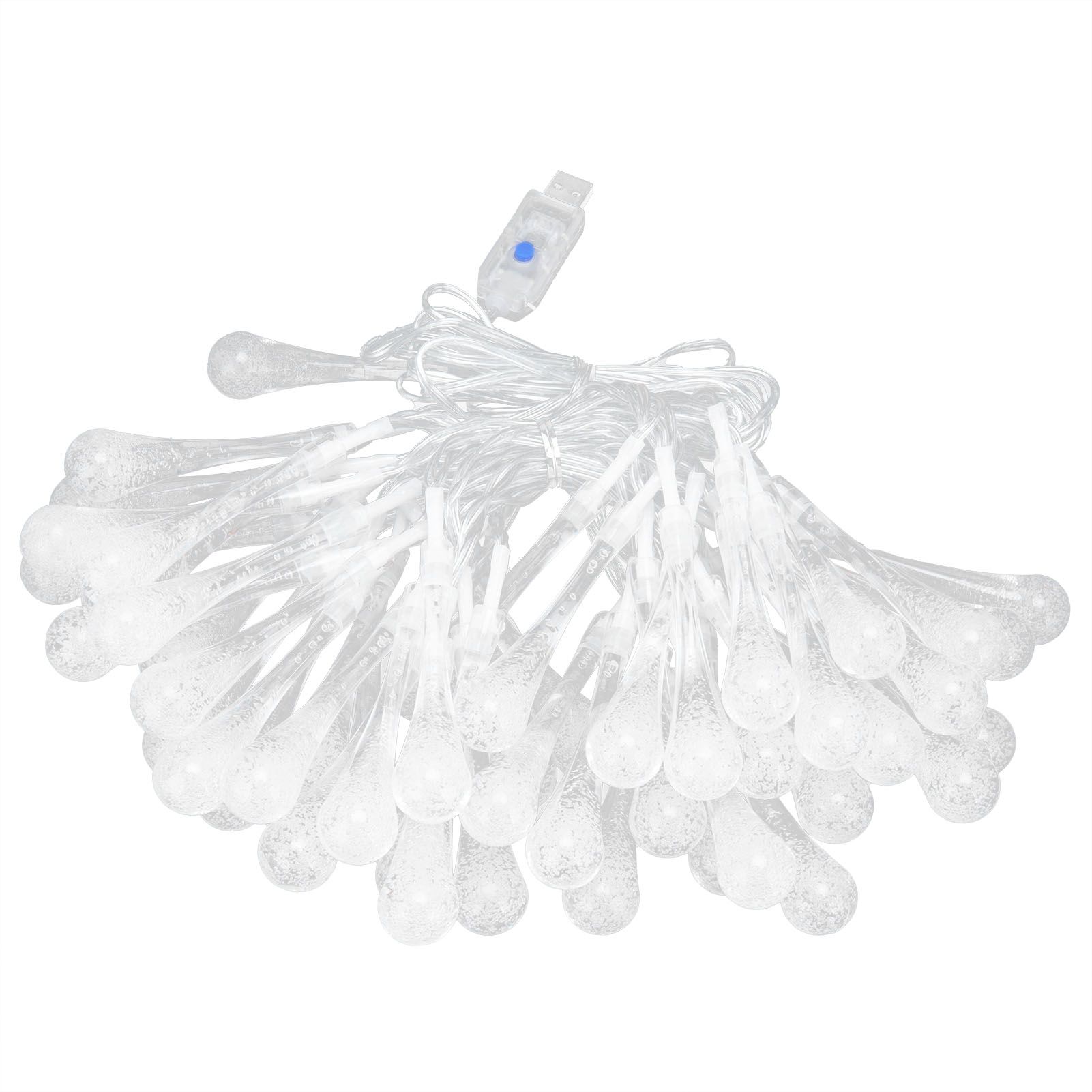 50LED String Lights IP45 16 Colors USB Remote Water Drop Lamp for Outdoor