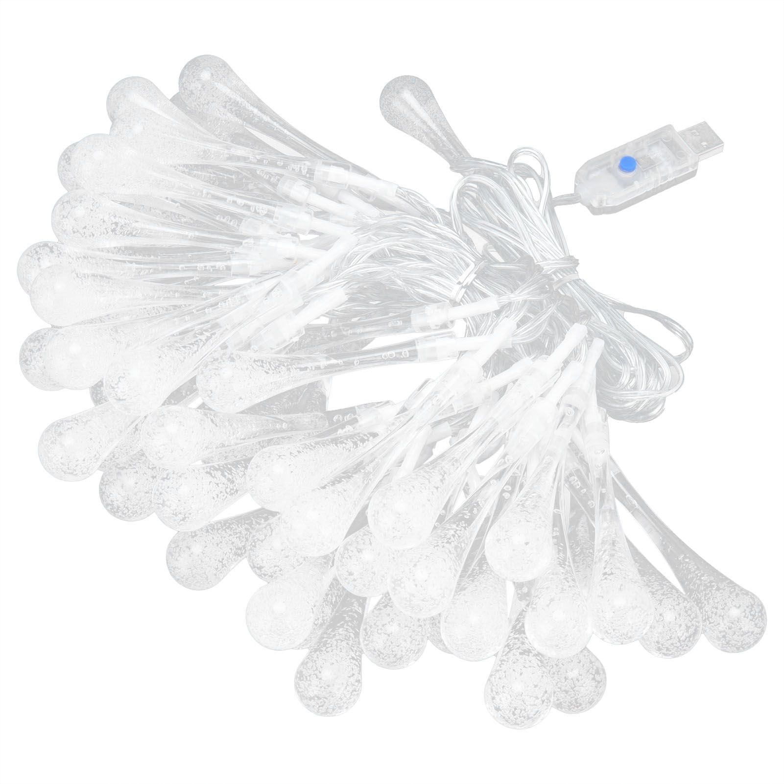 50LED String Lights IP45 16 Colors USB Remote Water Drop Lamp for Outdoor view 3