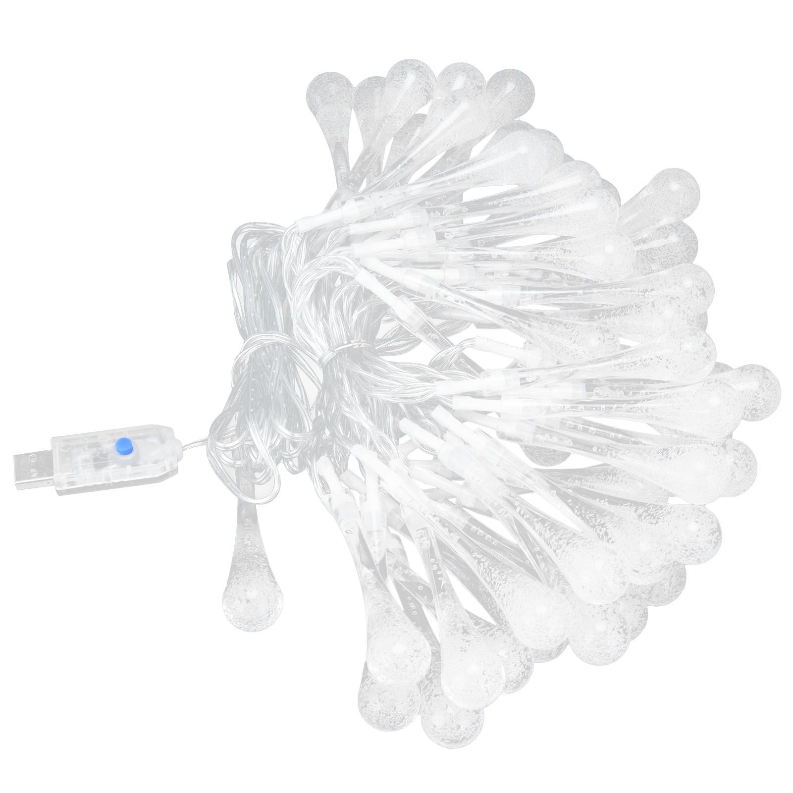 50LED String Lights IP45 16 Colors USB Remote Water Drop Lamp for Outdoor view 4