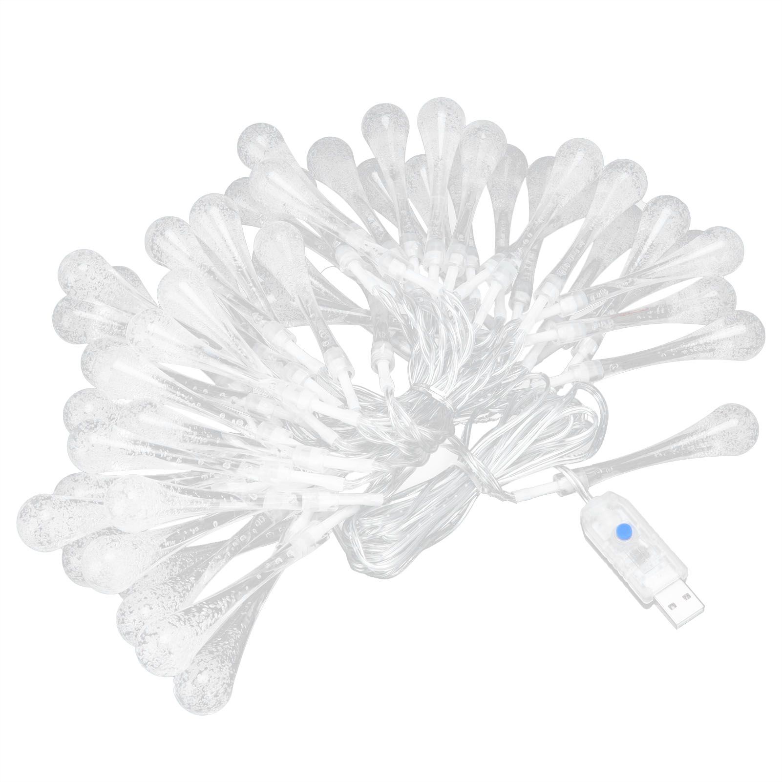 50LED String Lights IP45 16 Colors USB Remote Water Drop Lamp for Outdoor view 5