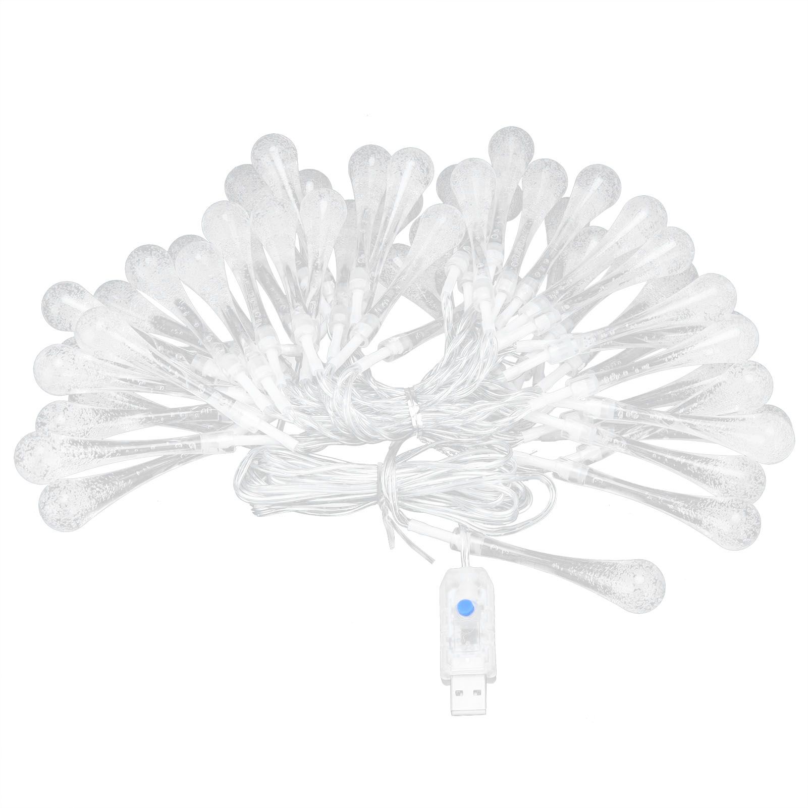 50LED String Lights IP45 16 Colors USB Remote Water Drop Lamp for Outdoor view 6