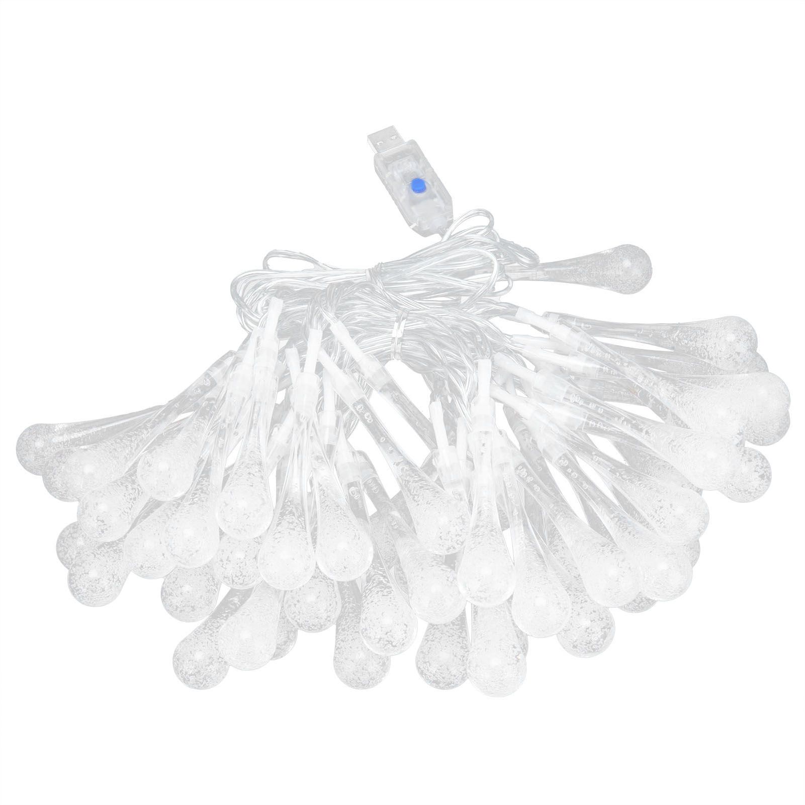 50LED String Lights IP45 16 Colors USB Remote Water Drop Lamp for Outdoor view 7