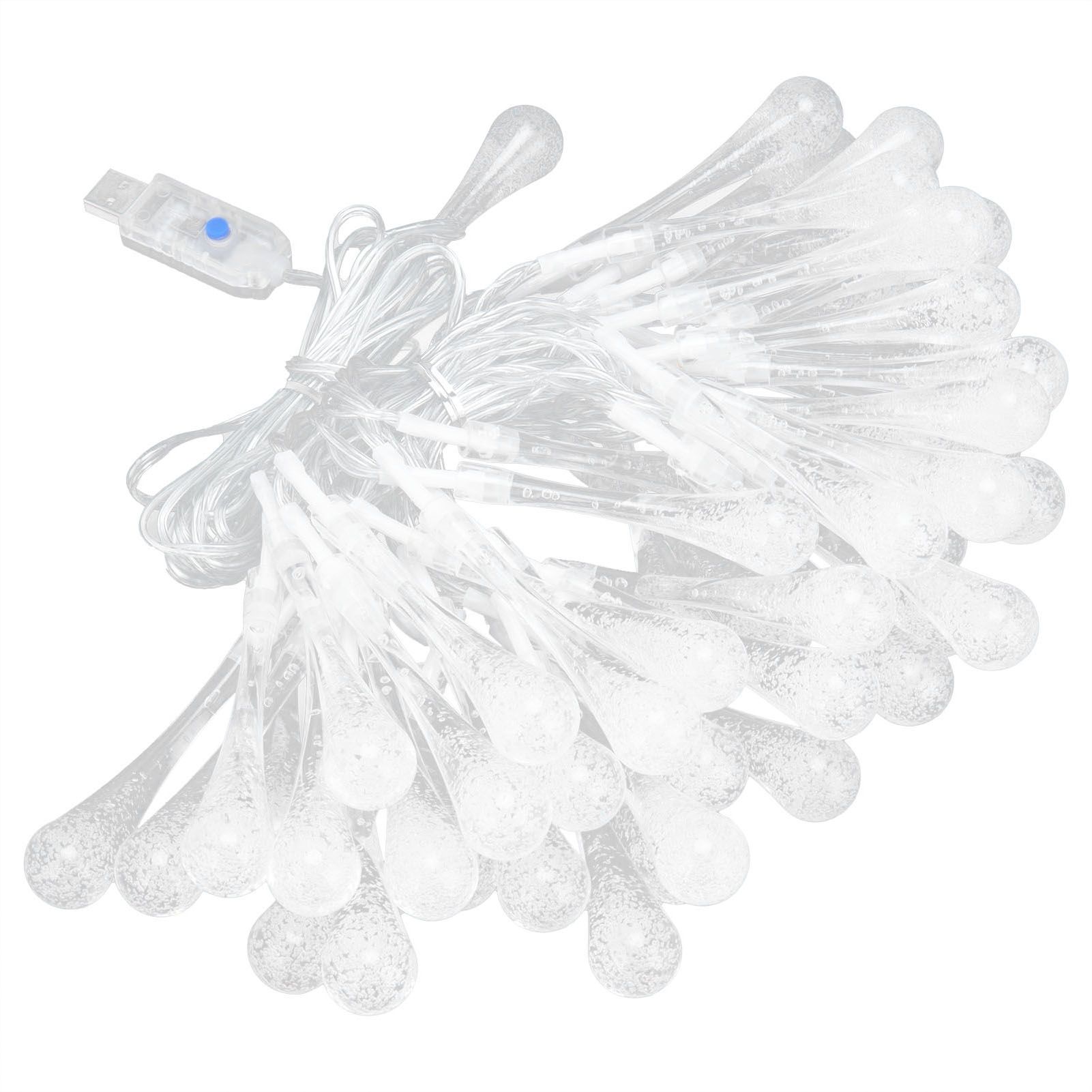50LED String Lights IP45 16 Colors USB Remote Water Drop Lamp for Outdoor view 8
