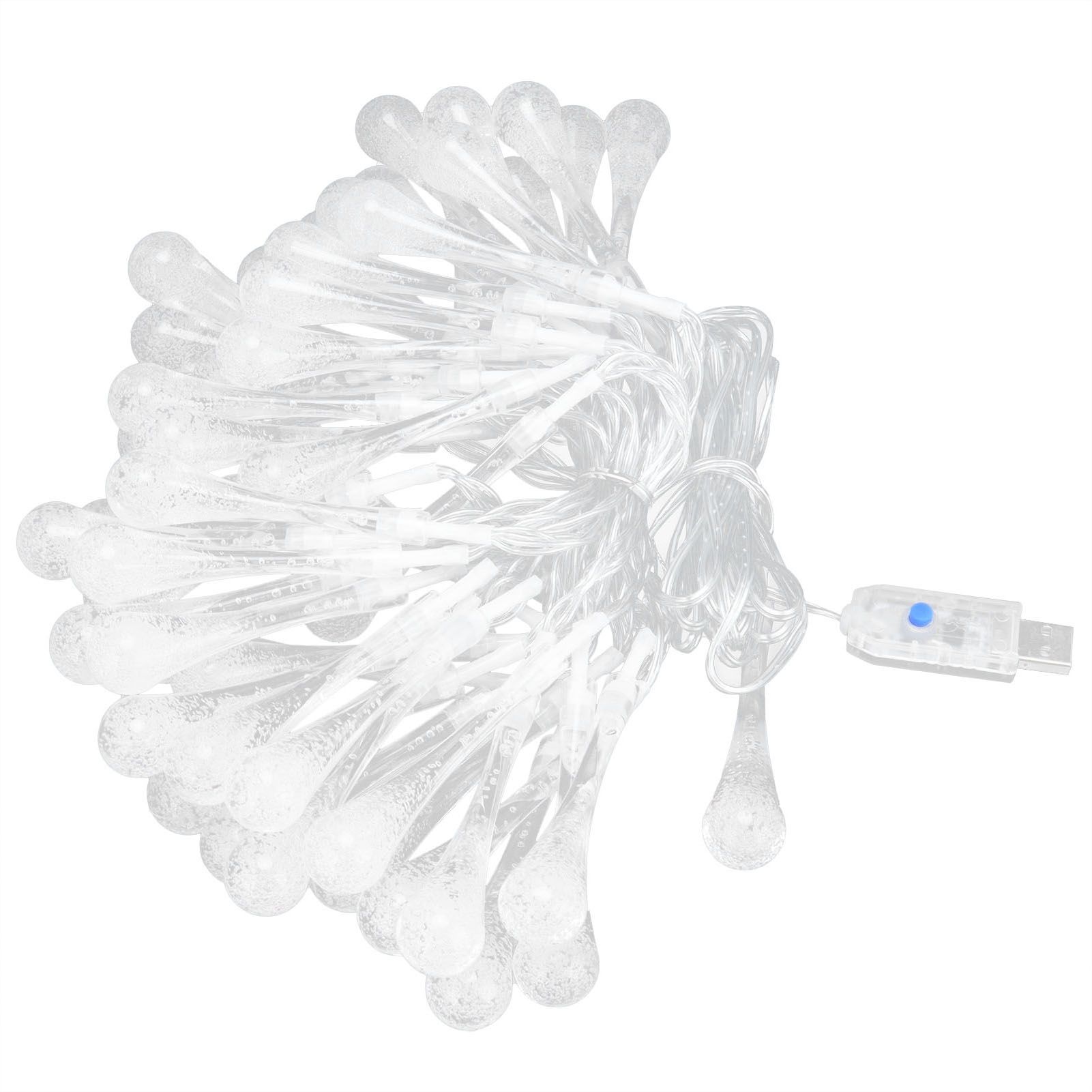 50LED String Lights IP45 16 Colors USB Remote Water Drop Lamp for Outdoor view 9