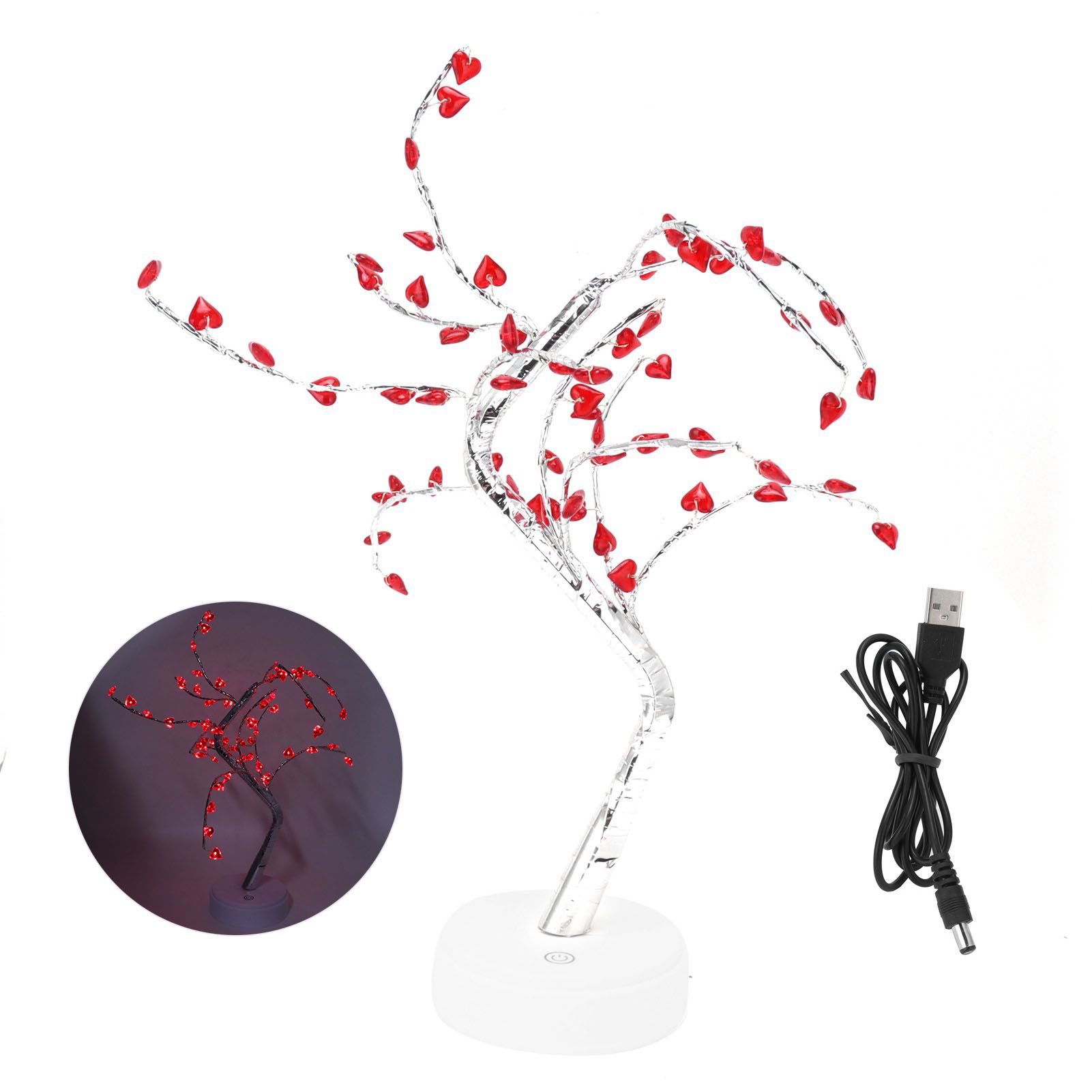 Tree Shape Lights USB Battery Dual Power Supply Red Love 60LEDs IP20 view 2