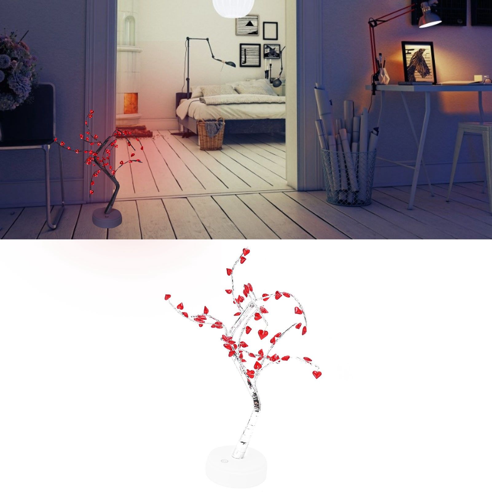 Tree Shape Lights USB Battery Dual Power Supply Red Love 60LEDs IP20 view 12