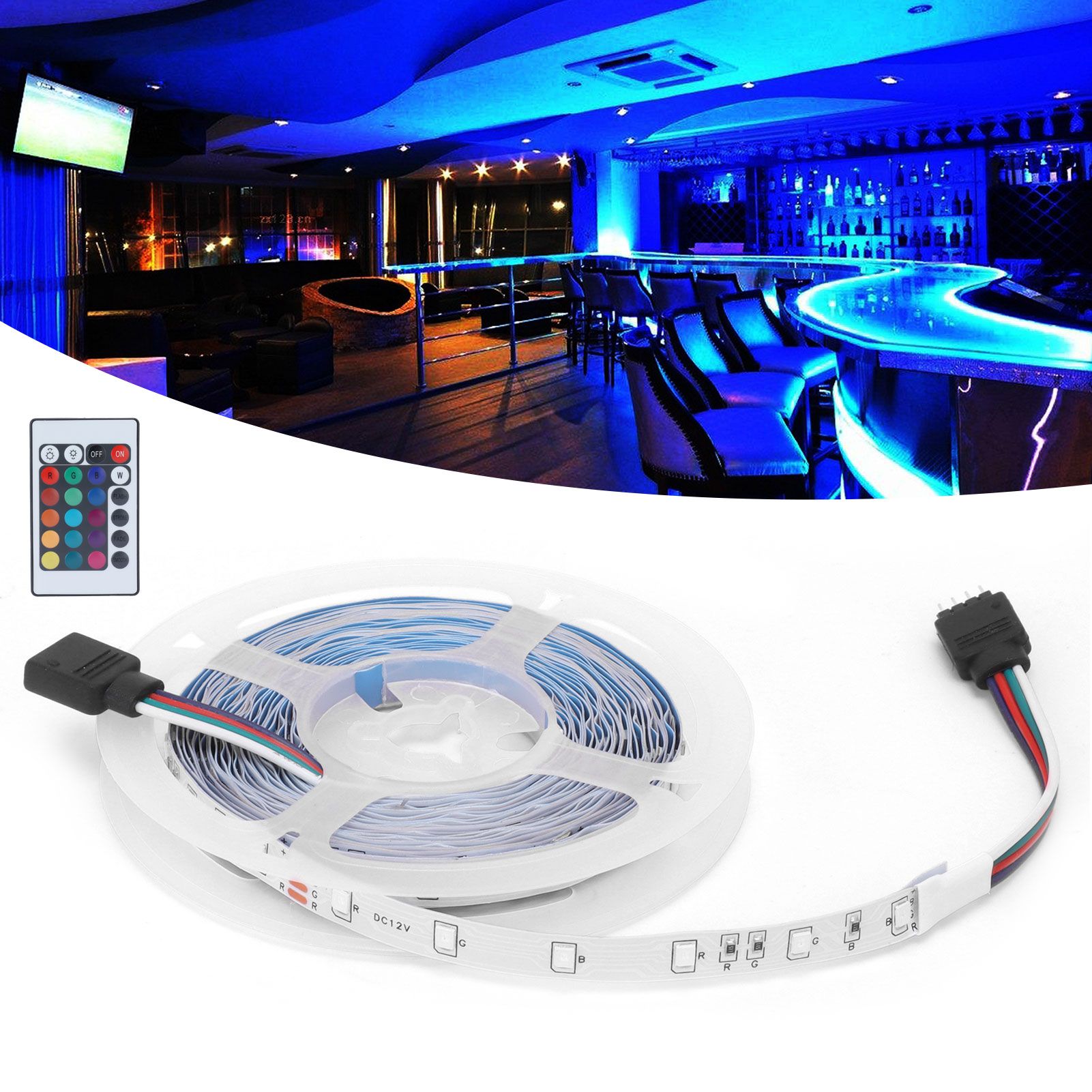 300LED Strip Light 5M Color Changing RGB Lights Strip Dimmable 12V for Outdoor view 11