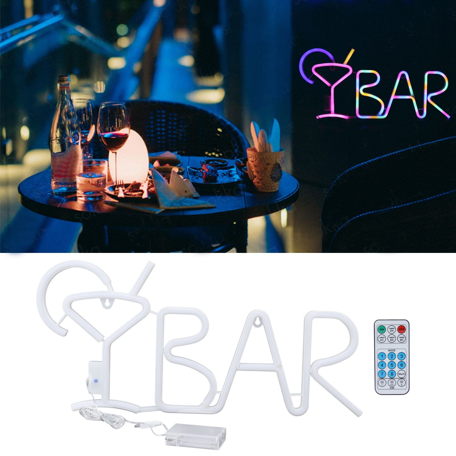 LED Neon Sign BAR Neon Light 8 Modes 24‑Key Remote Control for Home Restaurant view 12