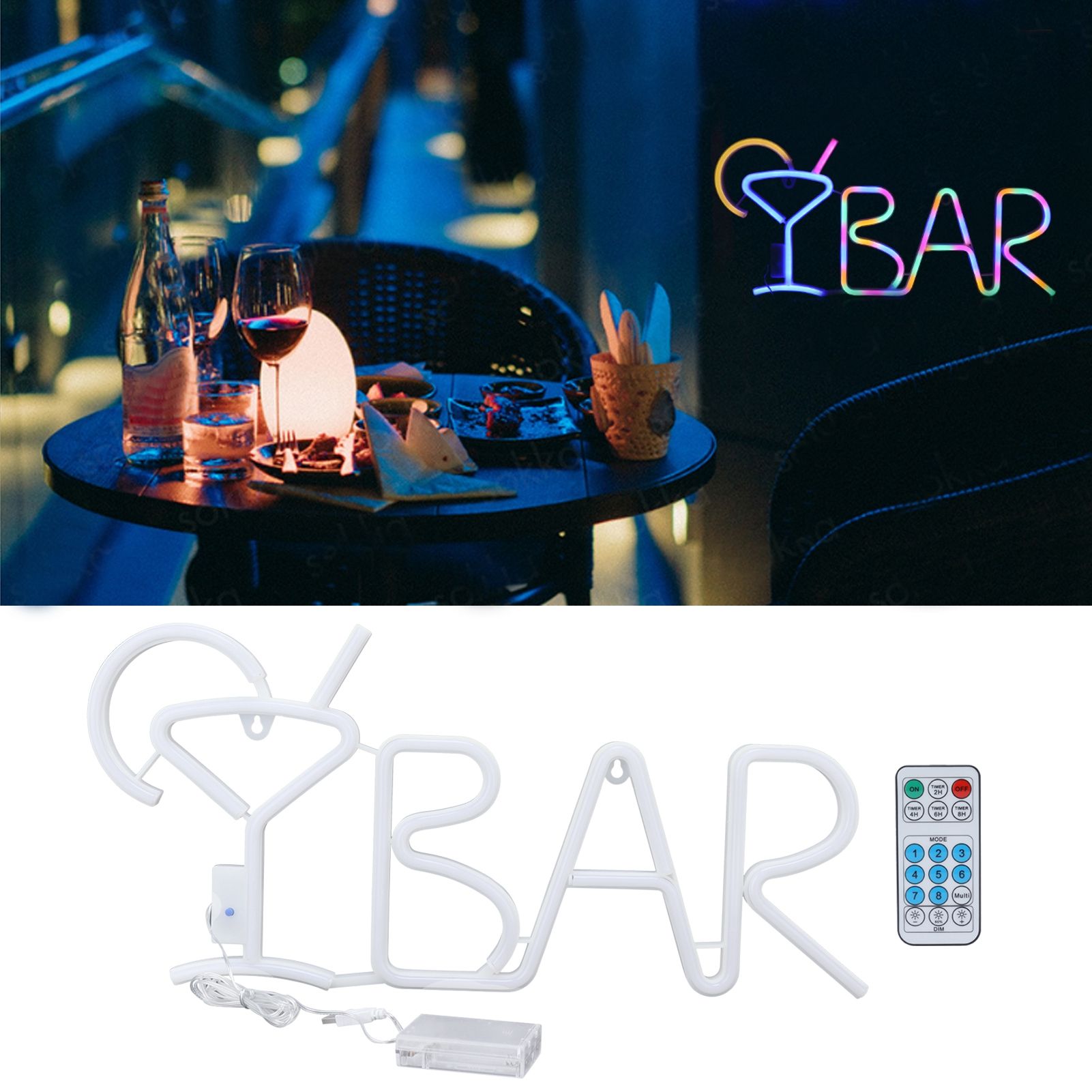 LED Neon Sign BAR Neon Light 8 Modes 24‑Key Remote Control for Home Restaurant view 12