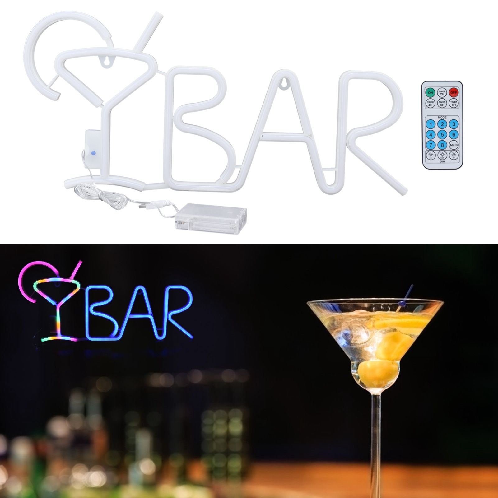 BAR Neon Lamp LED Neon Sign 8 Lighting Mode with Remote Control for Home Bar view 11