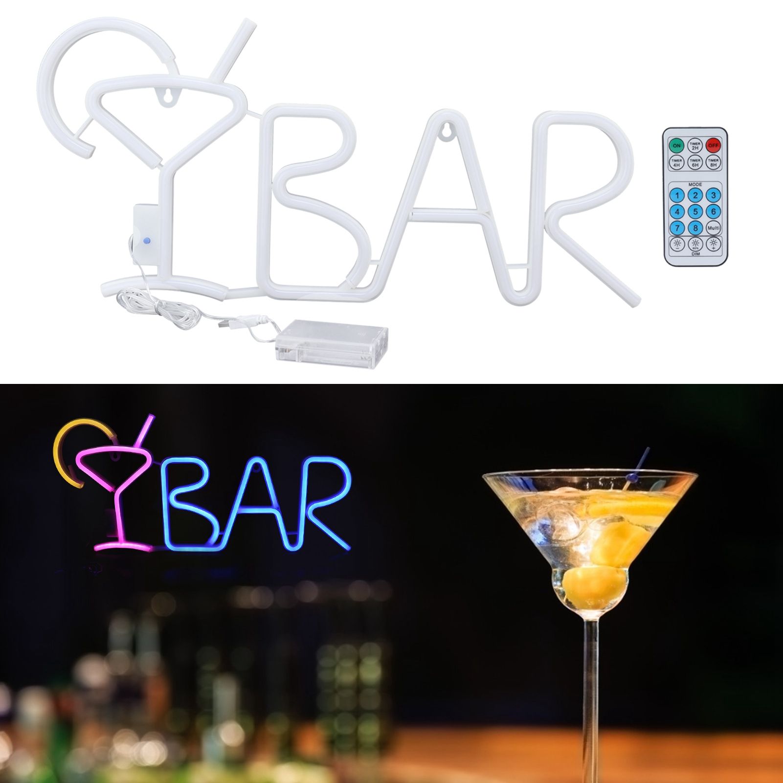 BAR Neon Lamp LED Neon Sign 8 Lighting Mode with Remote Control for Home Bar view 11