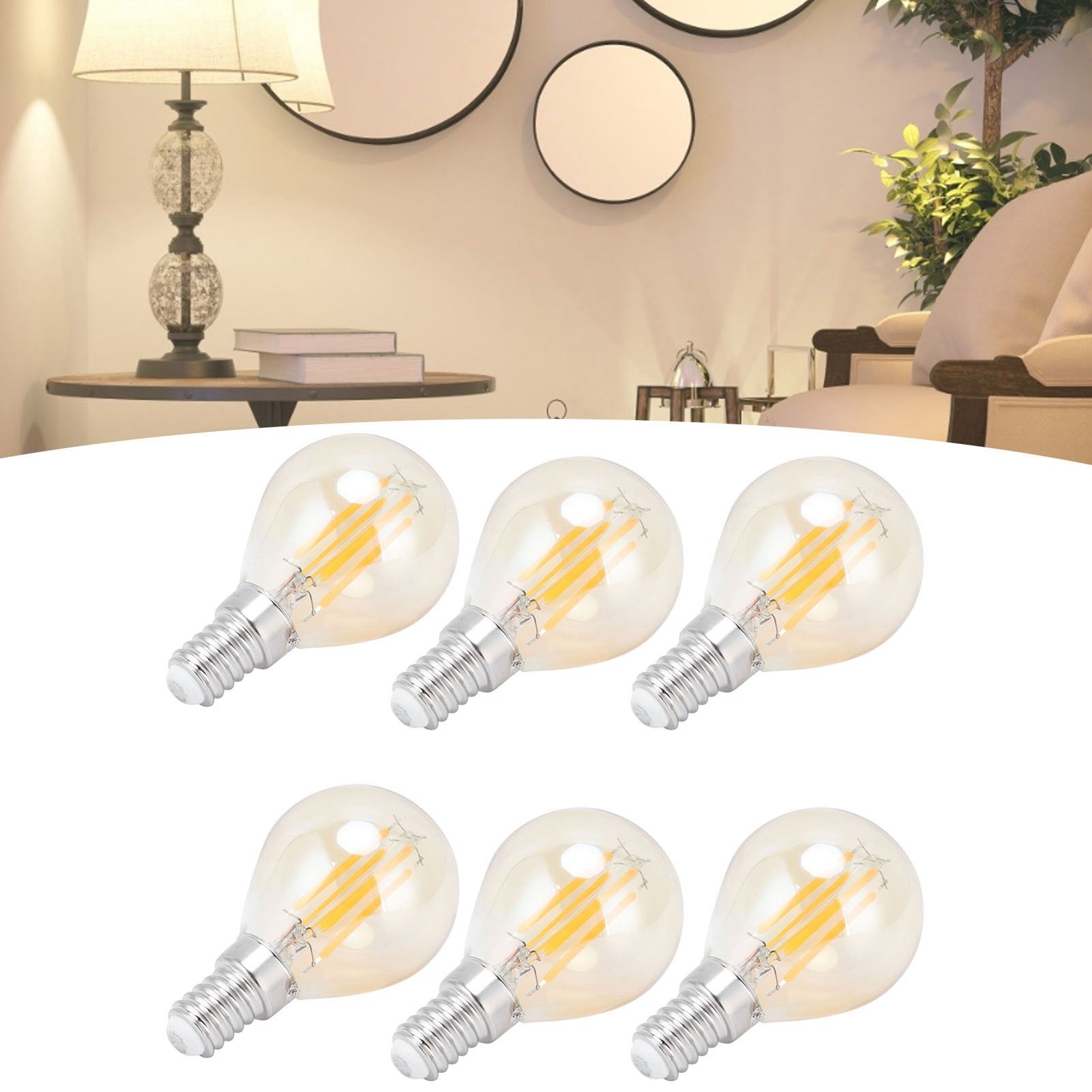 6PCS G45 LED Gold Filament Bulb 2700K 4W E14 Base Vintage Glass Clear Bulb view 11