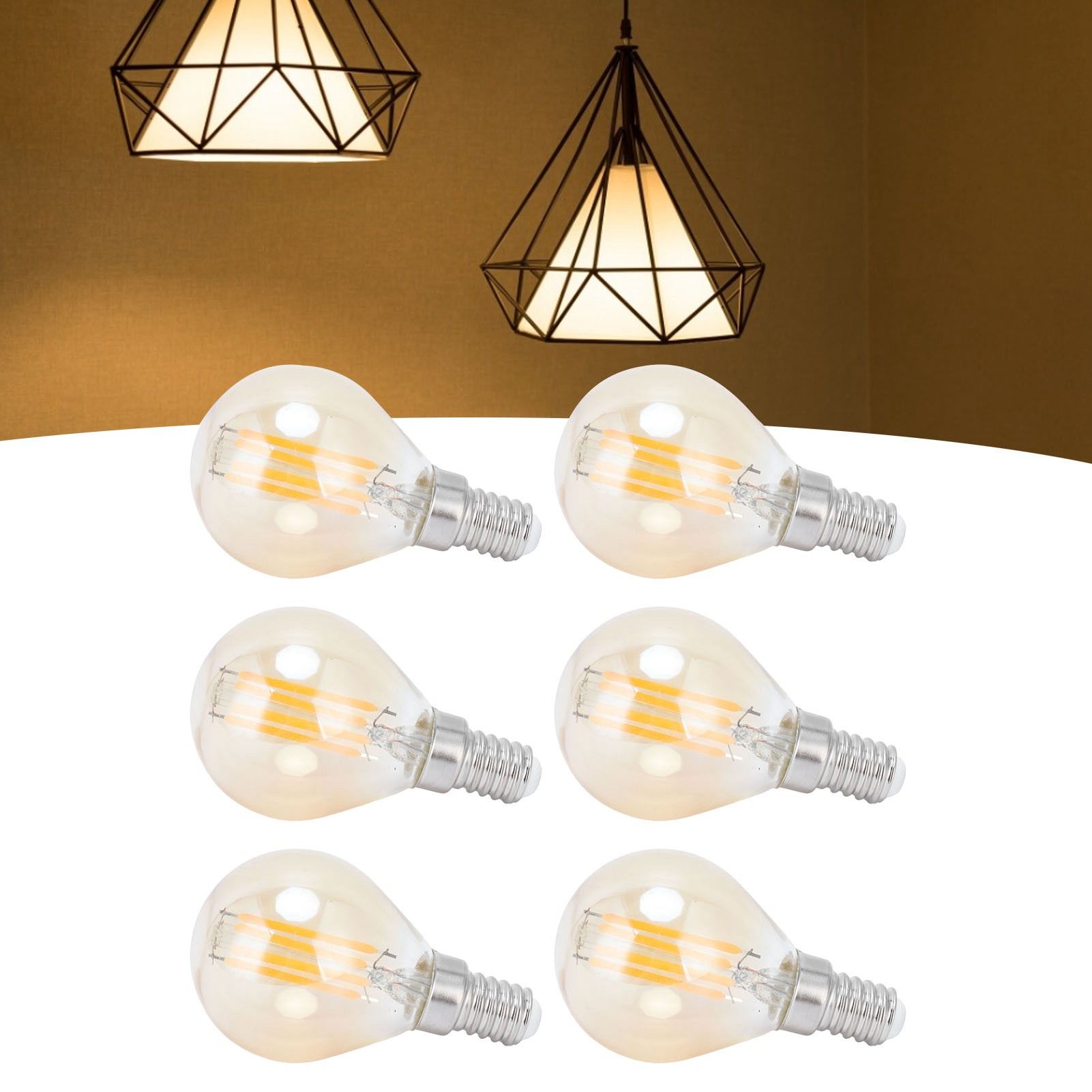 6PCS G45 LED Gold Filament Bulb 2700K 4W E14 Base Vintage Glass Clear Bulb view 12