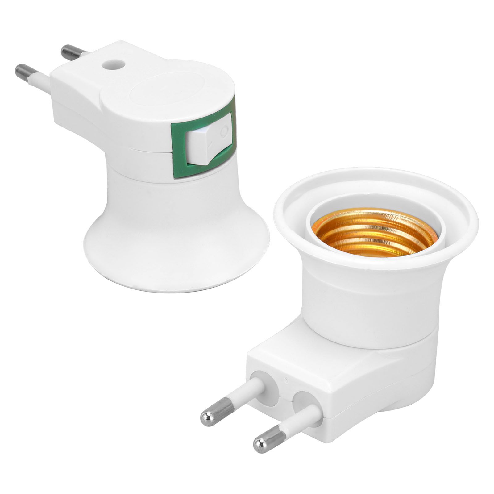 2Pcs E27 Lamp Socket Adapter with Switch PVC ScrewIn Outlet Lamp Base view 9