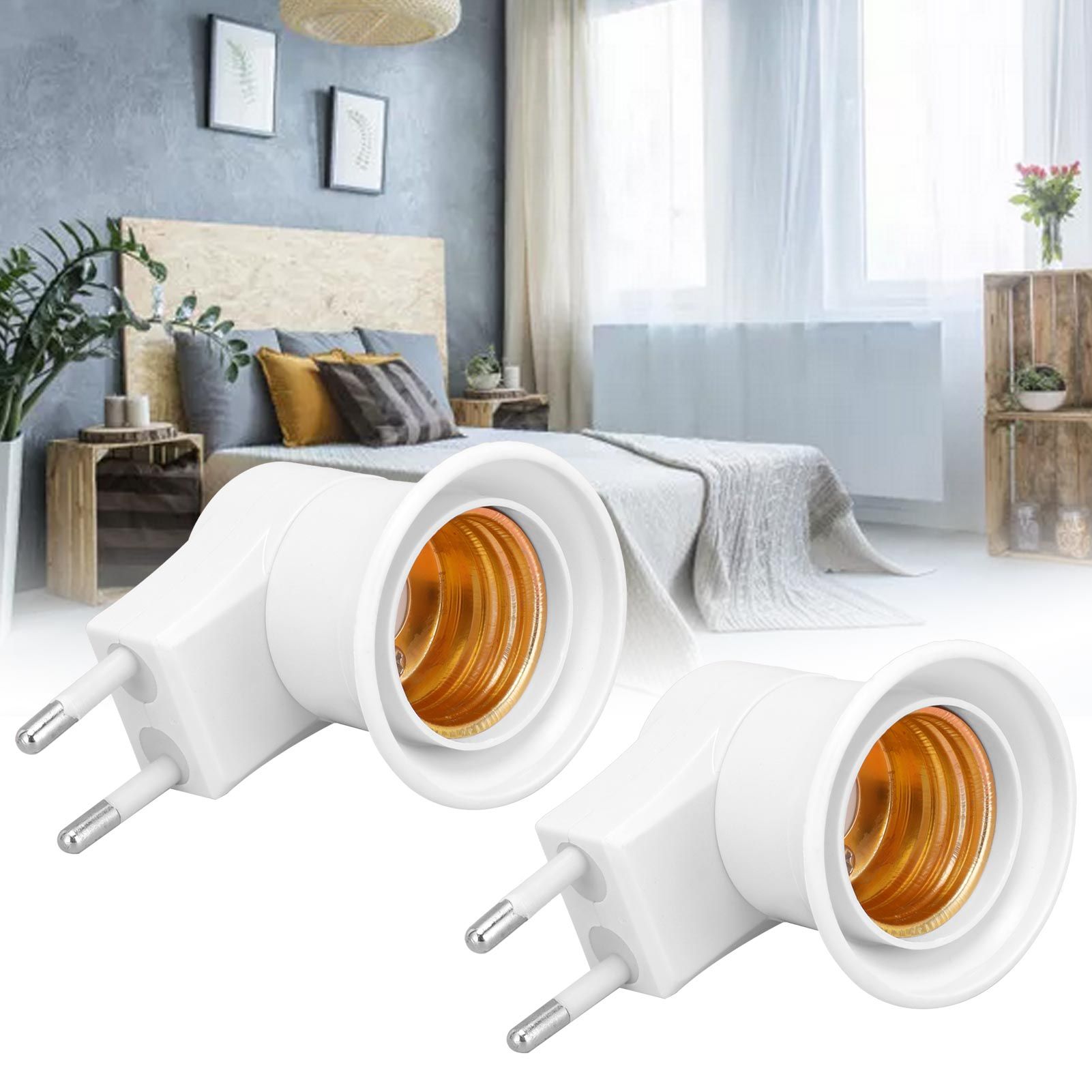 2Pcs E27 Lamp Socket Adapter with Switch PVC ScrewIn Outlet Lamp Base view 11