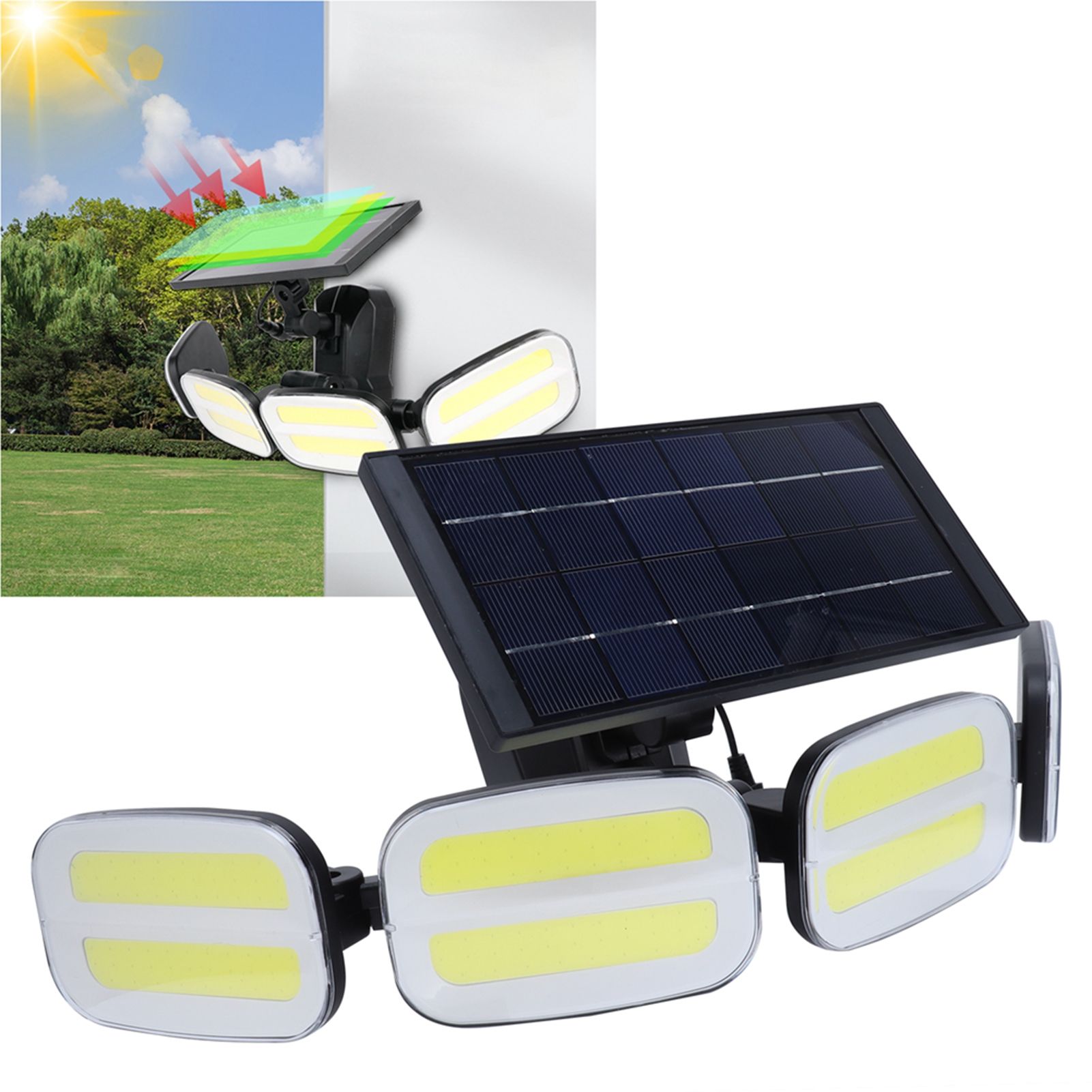 Solar Wall Light Outdoor Dual Induction System Threespeed Light Mode Split view 12