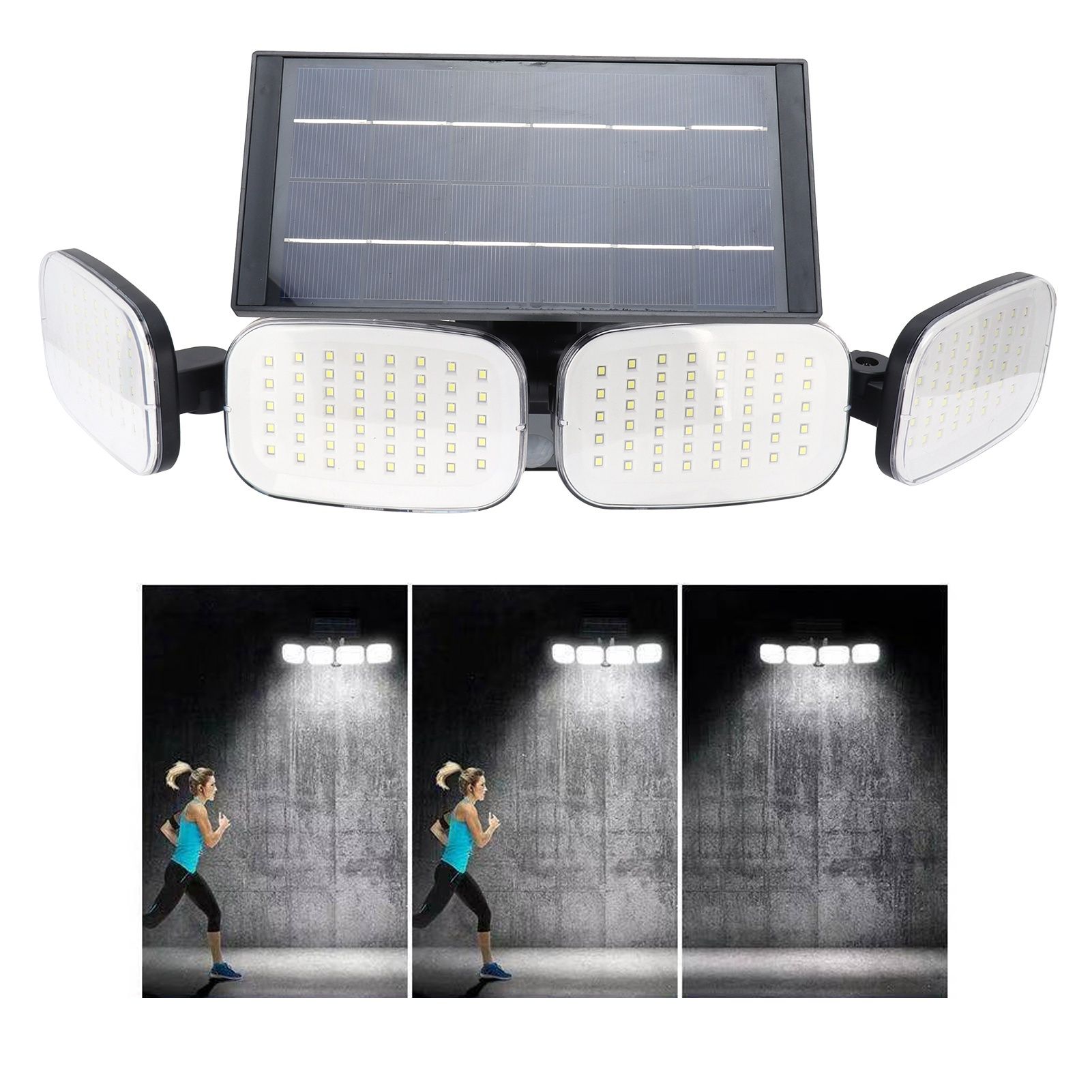 Solar Wall Light Solar Fourhead 200LEDs Wall Lamp for Garden Pathway Courtyard view 11