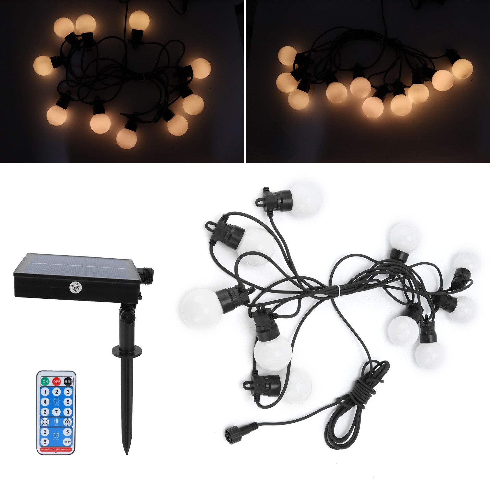 G50 LED String Lights Solar Powered IP44 Weatherproof Decorative Lamp for view 11
