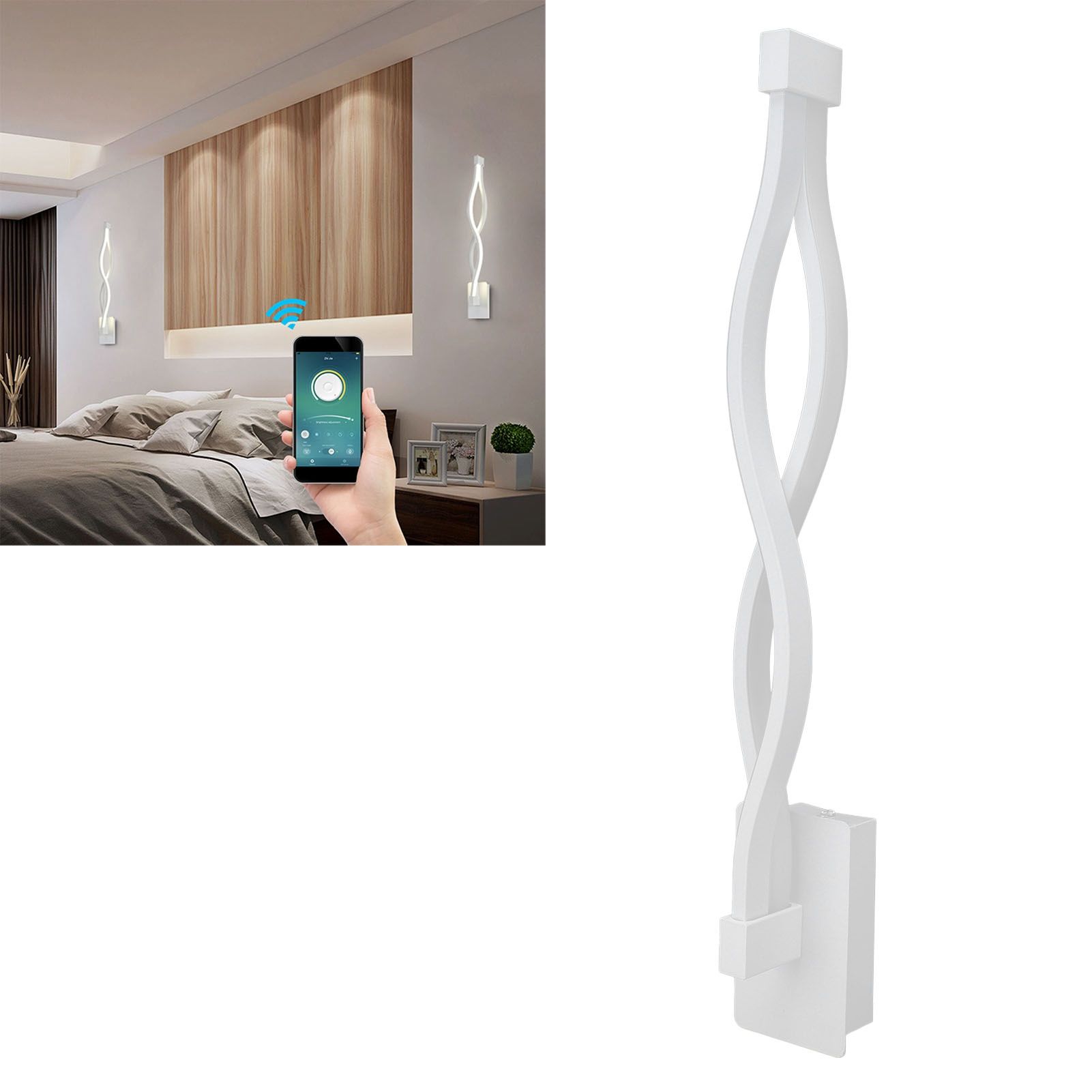 LED Wall Lamp Wave Shape Wall Lamp Threecolor Temperature Remote Control Light view 12