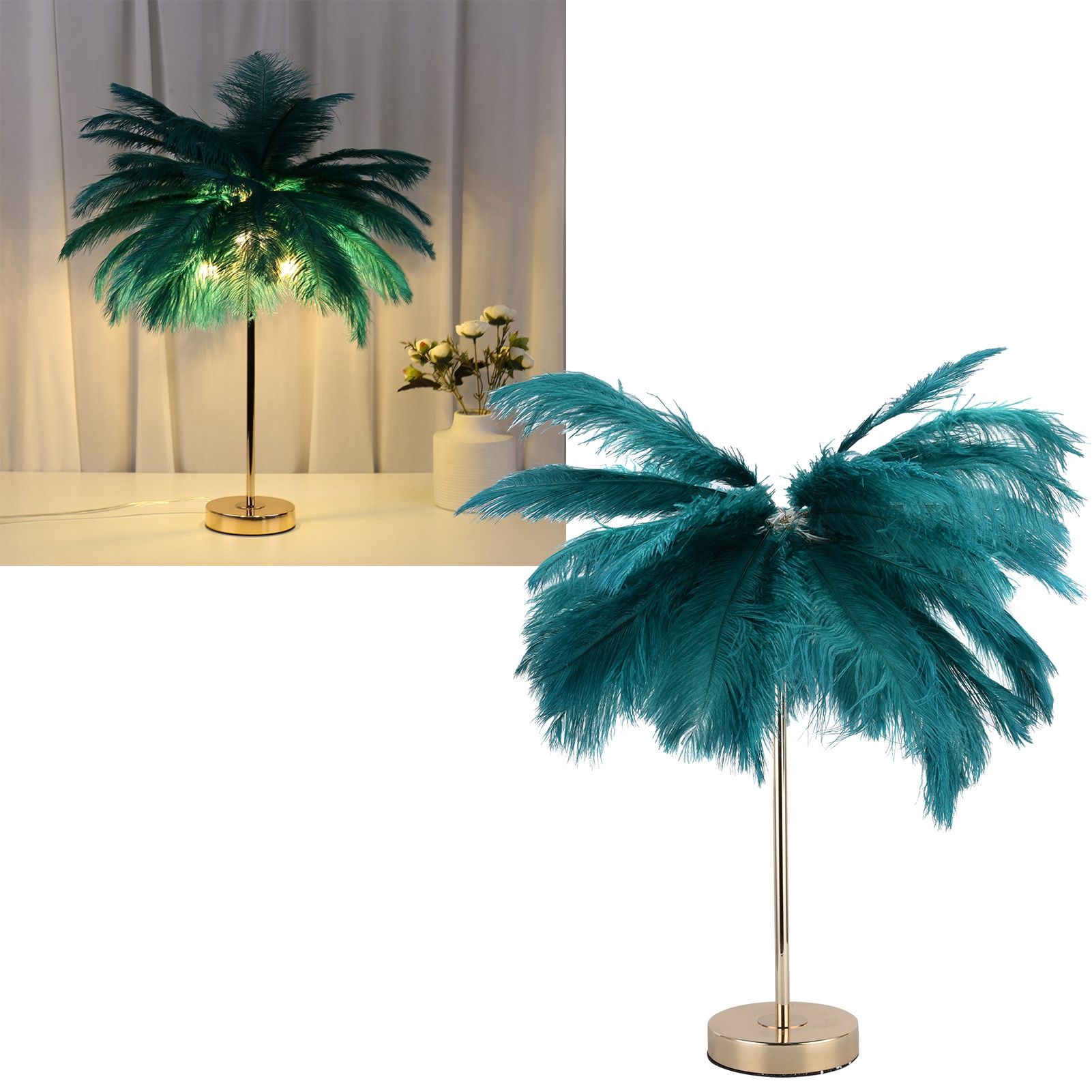 G4 Ostrich Feather Table Lamp Night Light Bedside Light Decoration Lamp for view 12