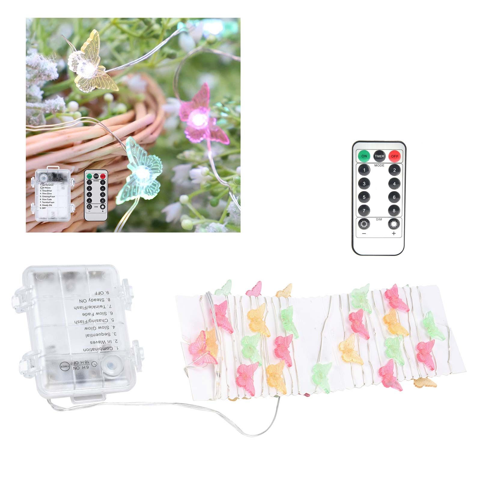 3m/9.8ft 40LEDs Copper Wire Light String 3‑colored Butterfly Shaped String view 11