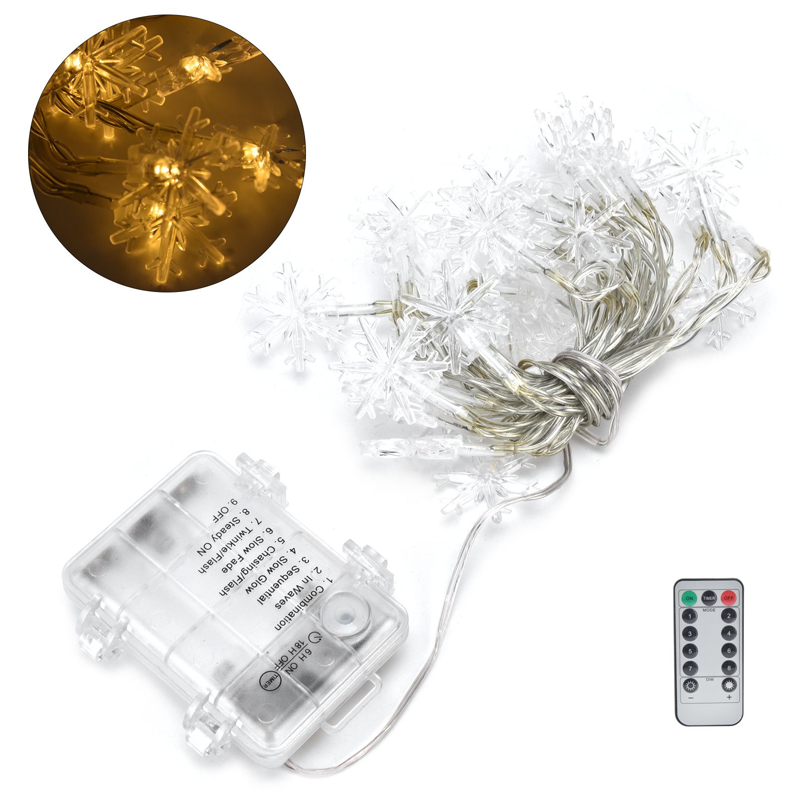 3Meters LED String Lights LED Snowflake Copper Wire Lights with Remote Control view 10