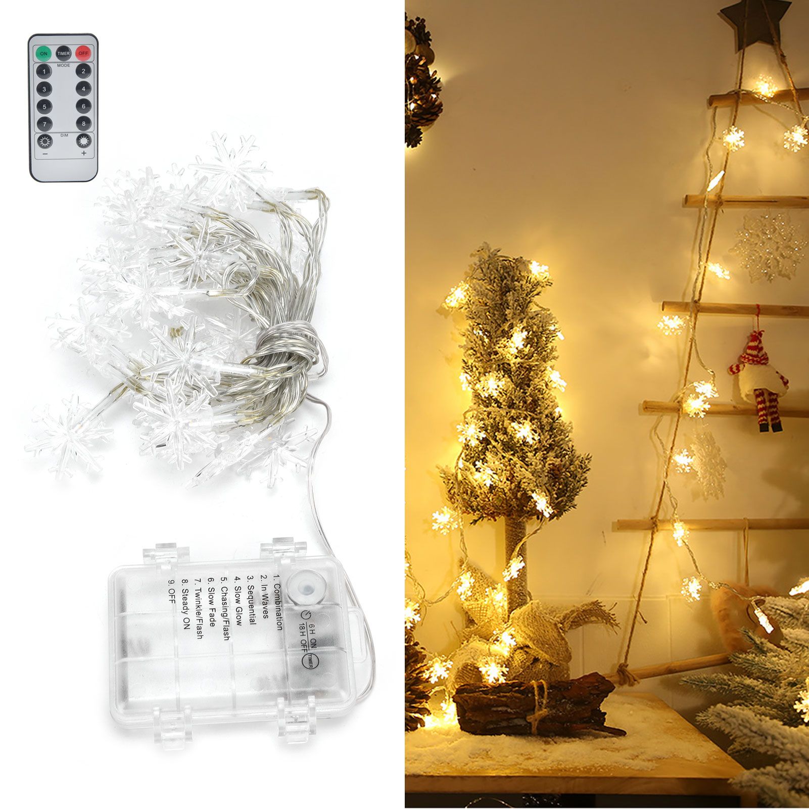 3Meters LED String Lights LED Snowflake Copper Wire Lights with Remote Control view 12