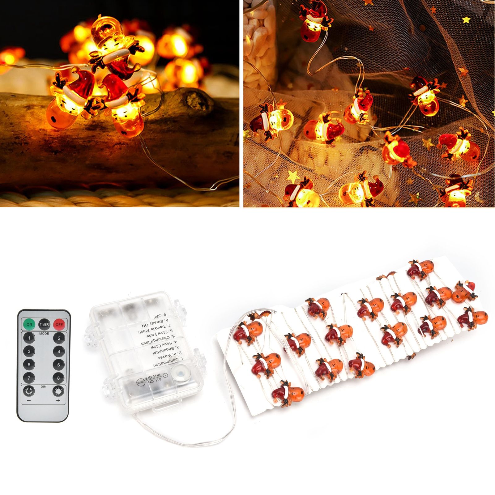 String Lights 8 Lighting Modes 3Meters 30LEDs Warm White Light Source Battery view 11
