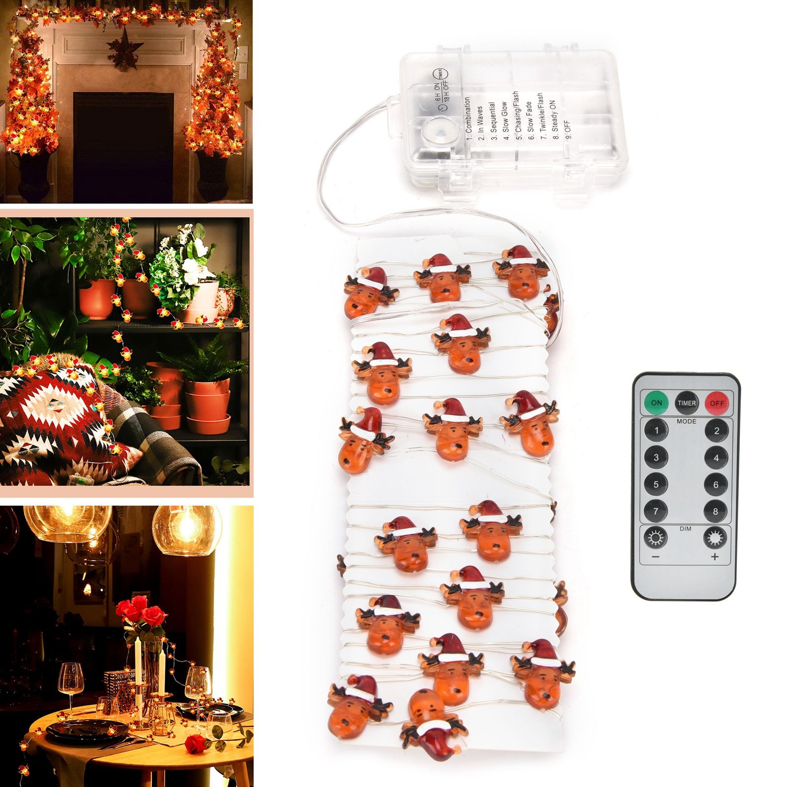 String Lights 8 Lighting Modes 3Meters 30LEDs Warm White Light Source Battery view 12