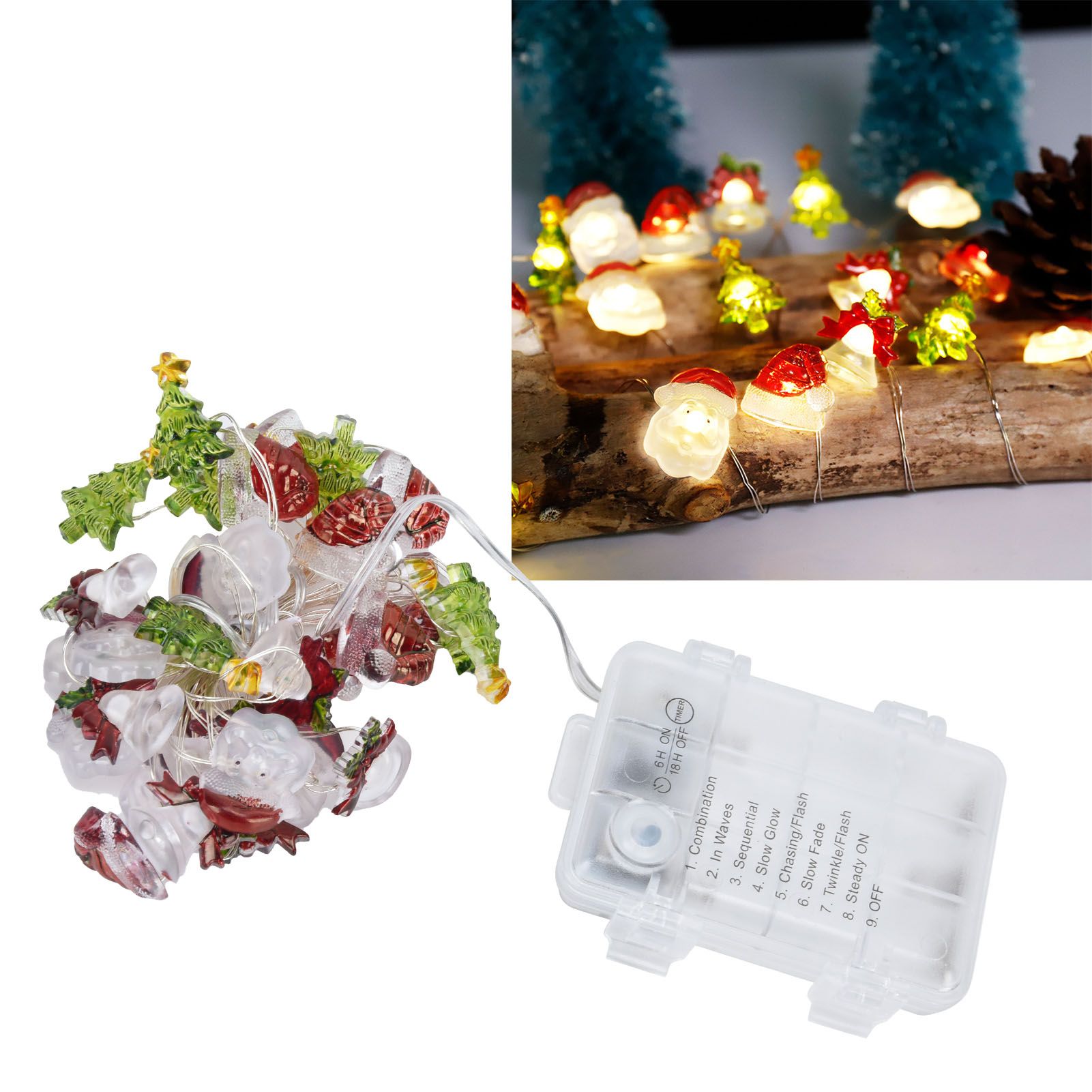 30LEDs Copper Wire String Light Santa Claus Christmas Tree Bell Decor Warm view 11