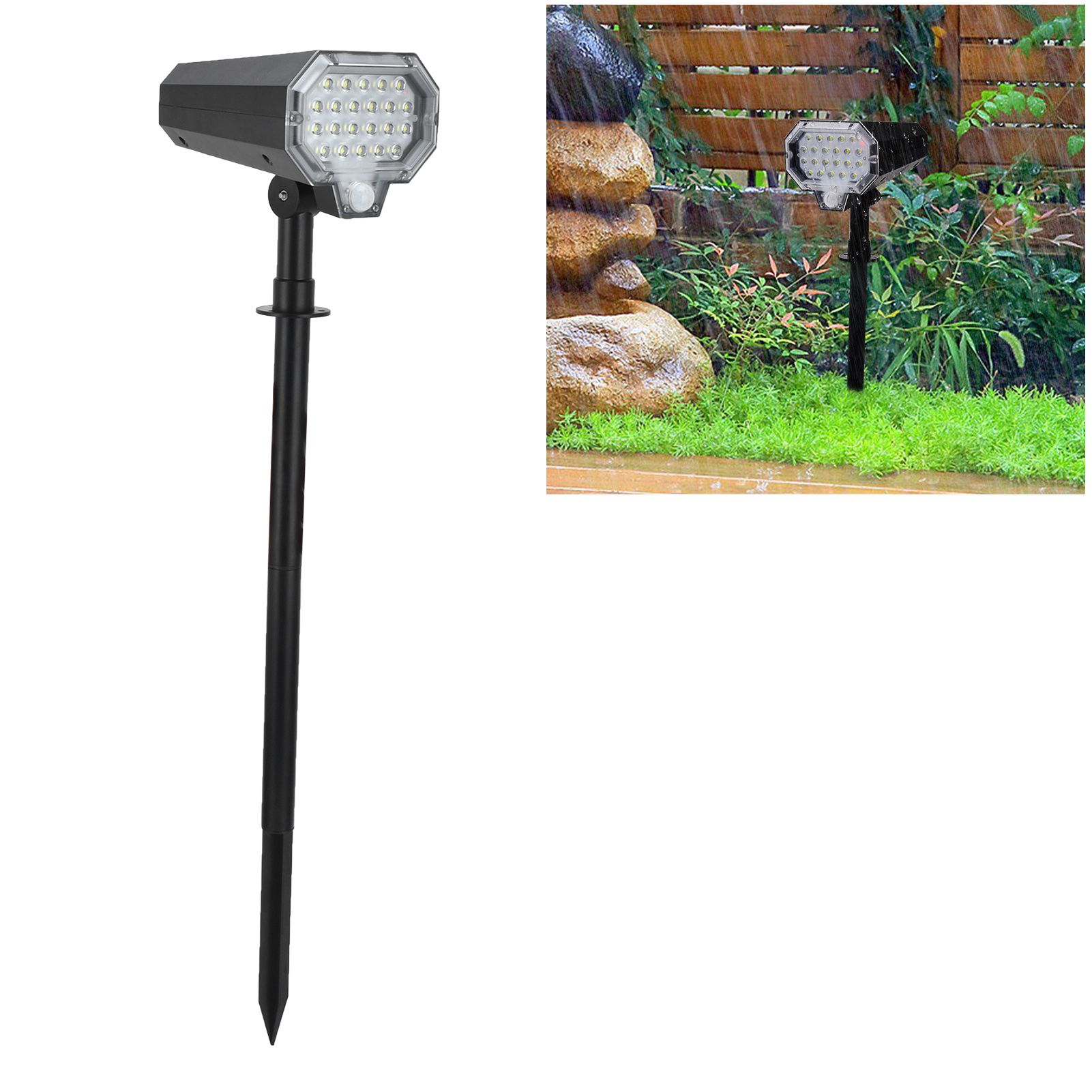 Solar Lawn Light Human Body Induction 160° Automatic Rotating Garden Light view 12