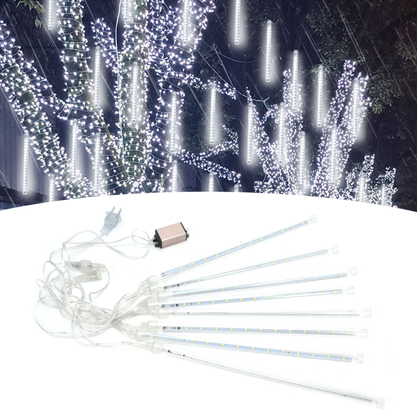 Meteor Shower Light LED Waterproof DoubleSided Patch 30cm 24LED Yard Strip view 11