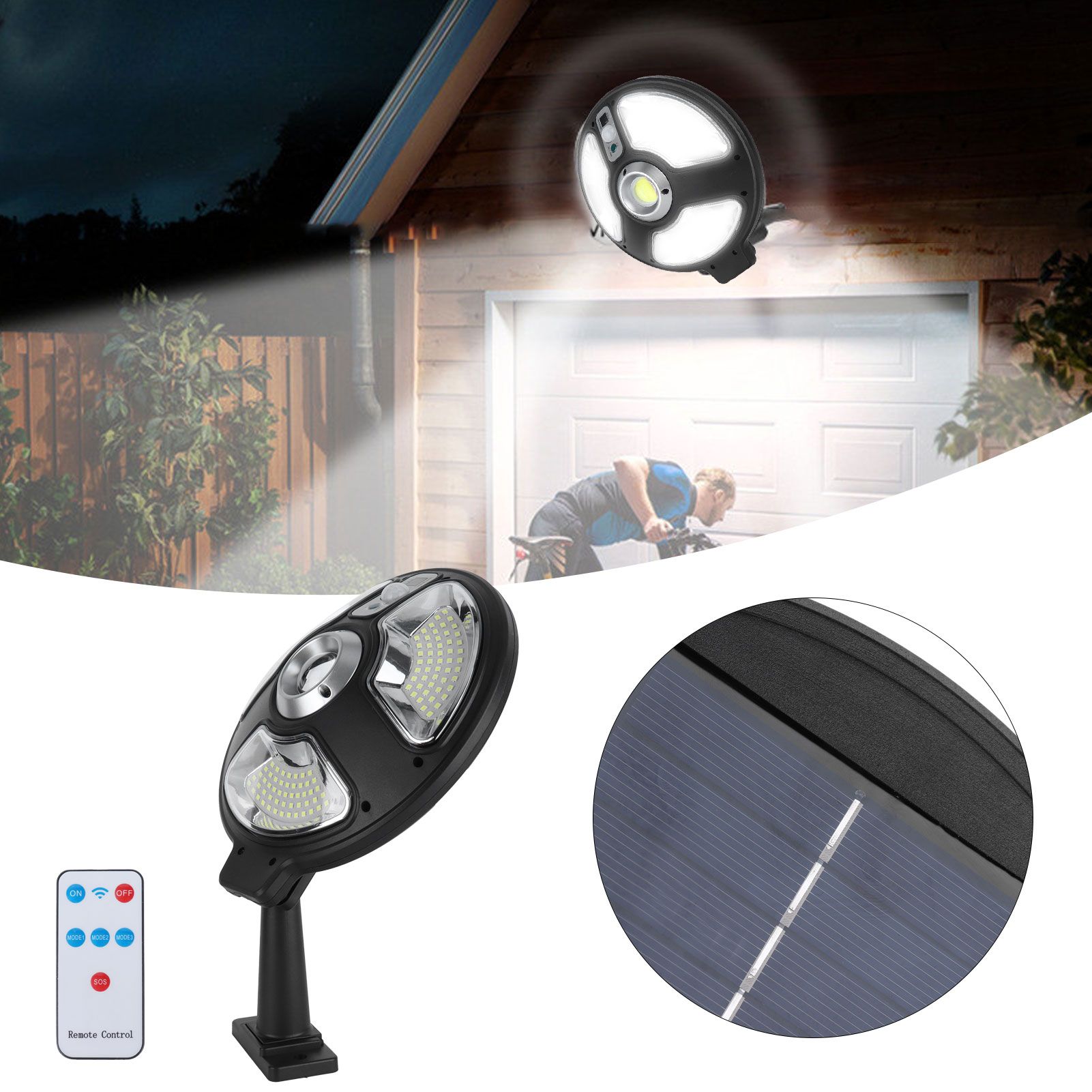 Waterproof Solar Wall Light LED Human Body Induction Light with Remote Control view 11