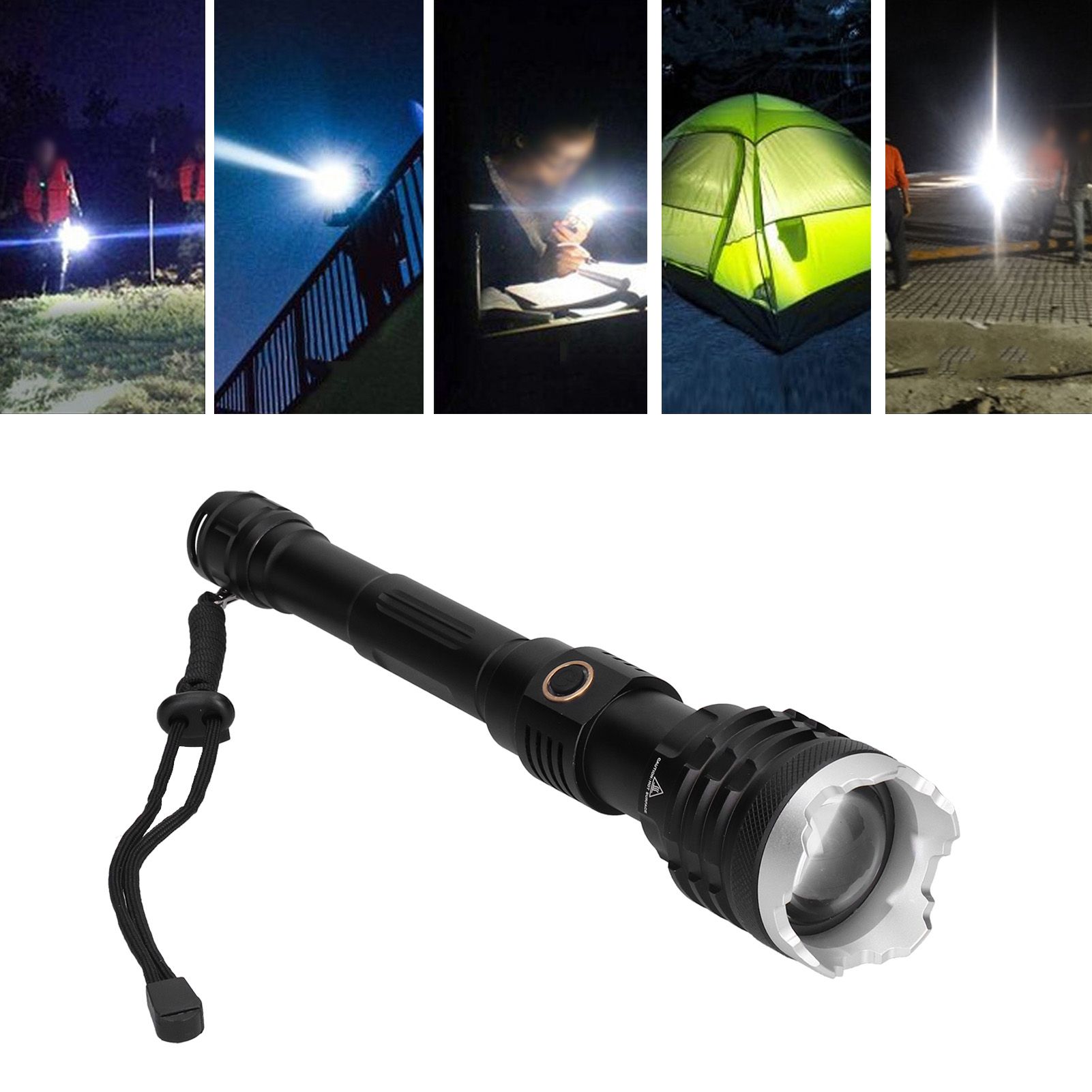 Strong Brightness LED Flashlight 5-Gear Zoom Emergency Flashlight for Outdoor view 11