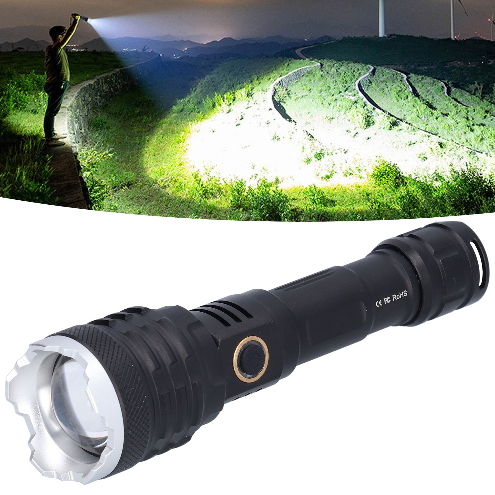 LED Flashlight 5‑Gear 20000LM Waterproof Zoom Emergency Light for Home Hiking view 11