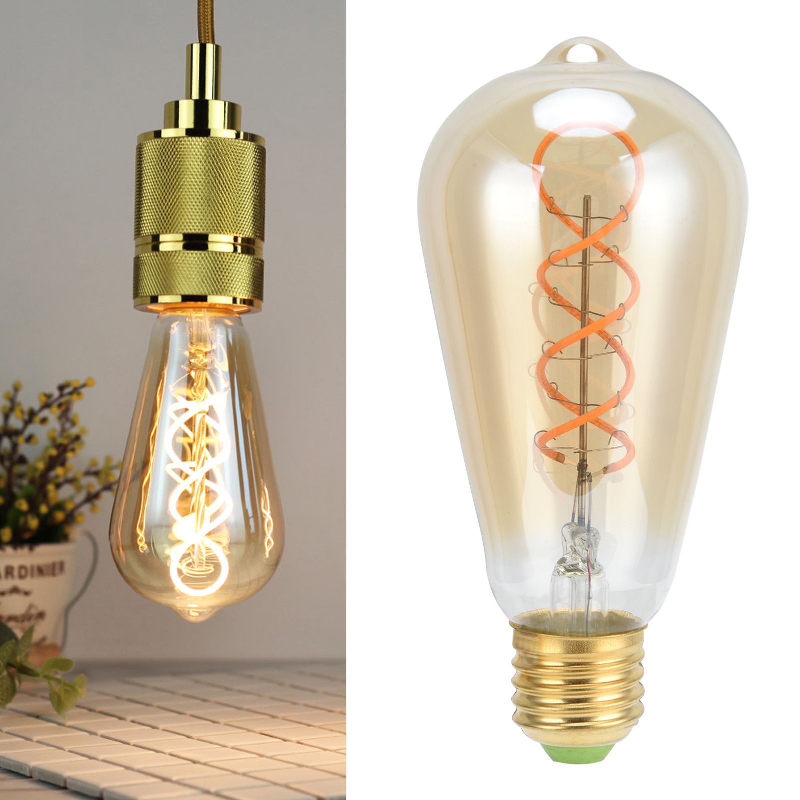 ST64 Lamp Bulb E27 4W Vintage DoubleSpiral Dimmable Filament Bulb 220V Warm view 11