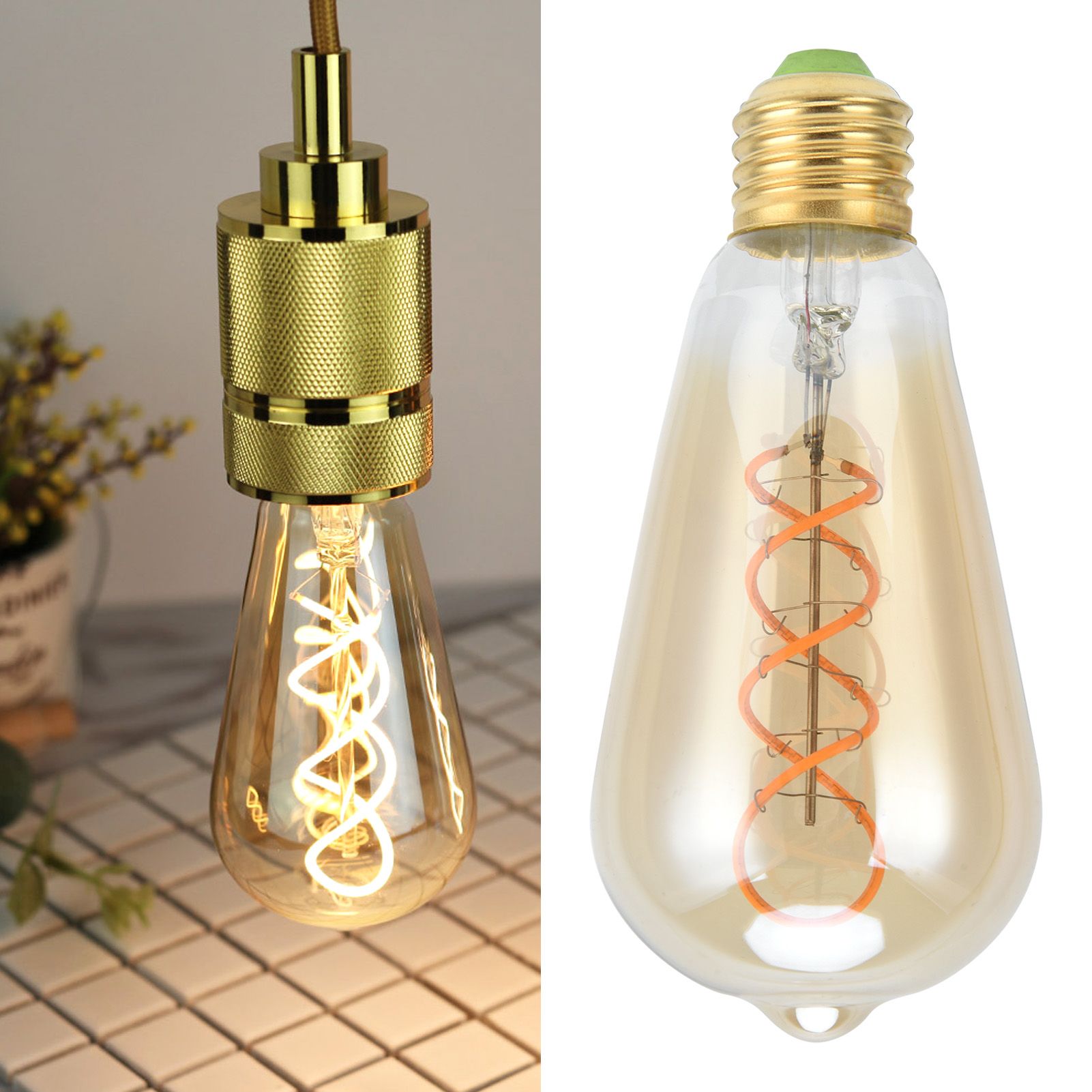 ST64 Lamp Bulb E27 4W Vintage DoubleSpiral Dimmable Filament Bulb 220V Warm view 12